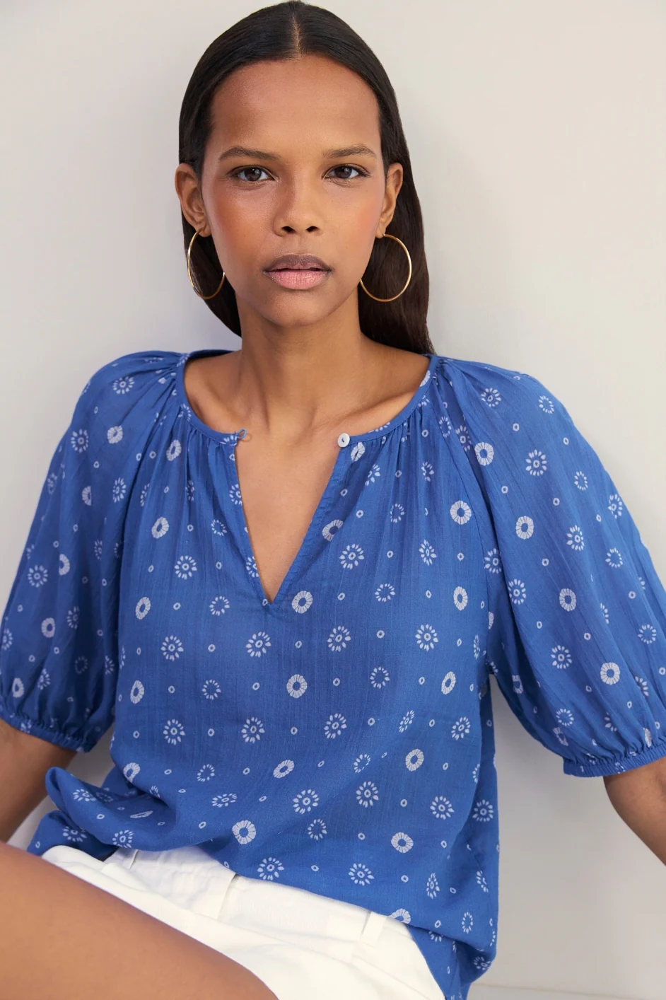 Edie Blouse - Soft Cobalt Shibori
