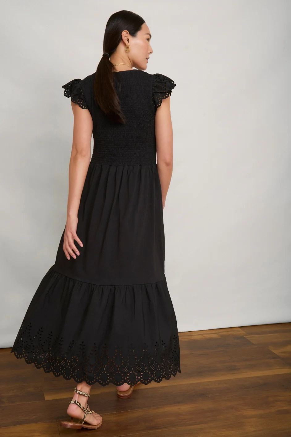 Edith Jersey Woven Mix Dress - Black - Image 5