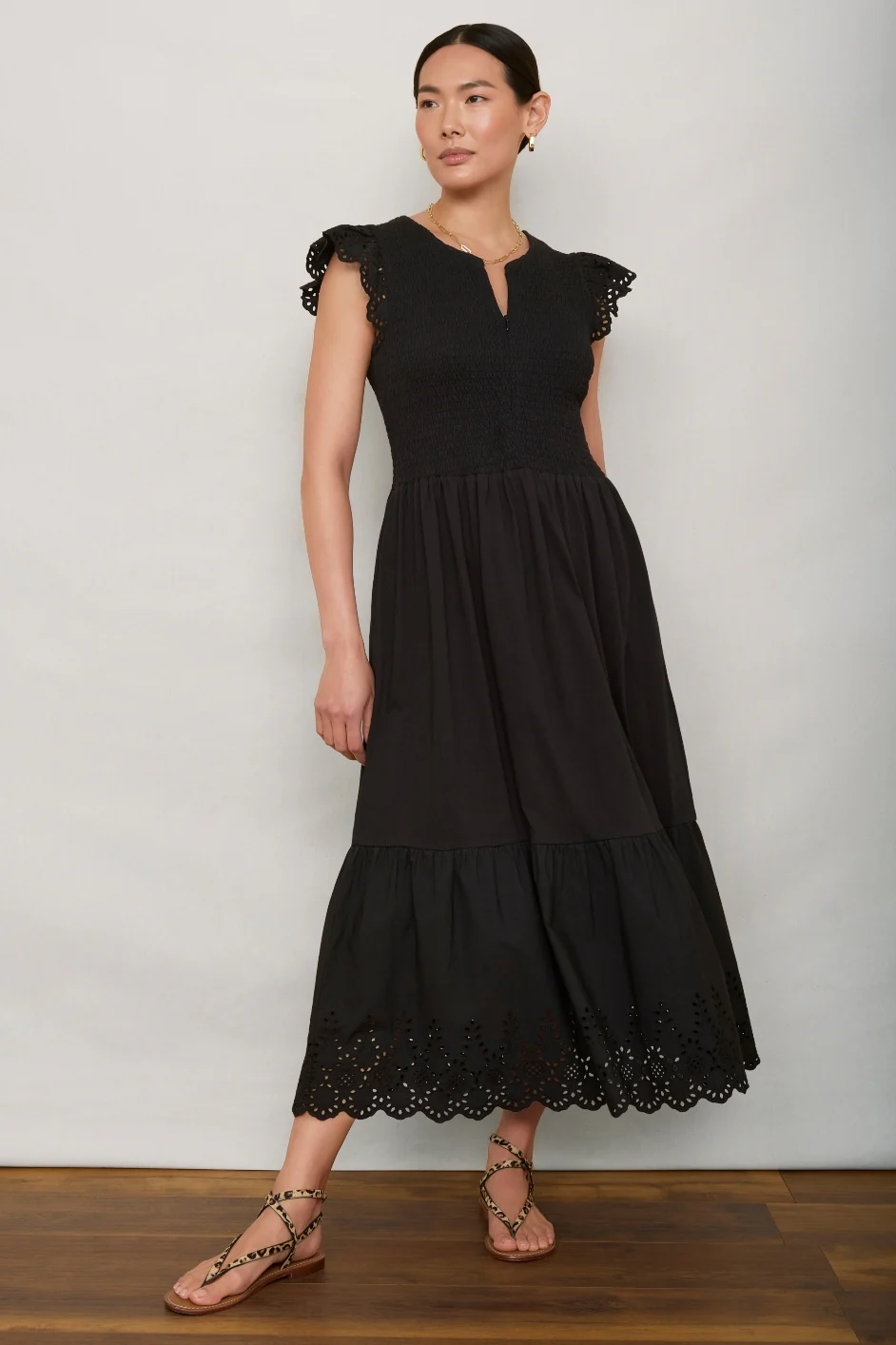 Edith Jersey Woven Mix Dress - Black - Image 6