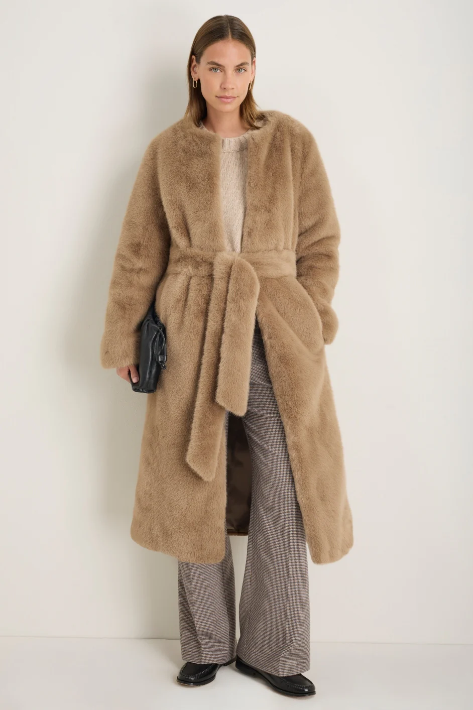 Eleanor Wool Blend Trousers - Cocoa/Blue Check - Image 5