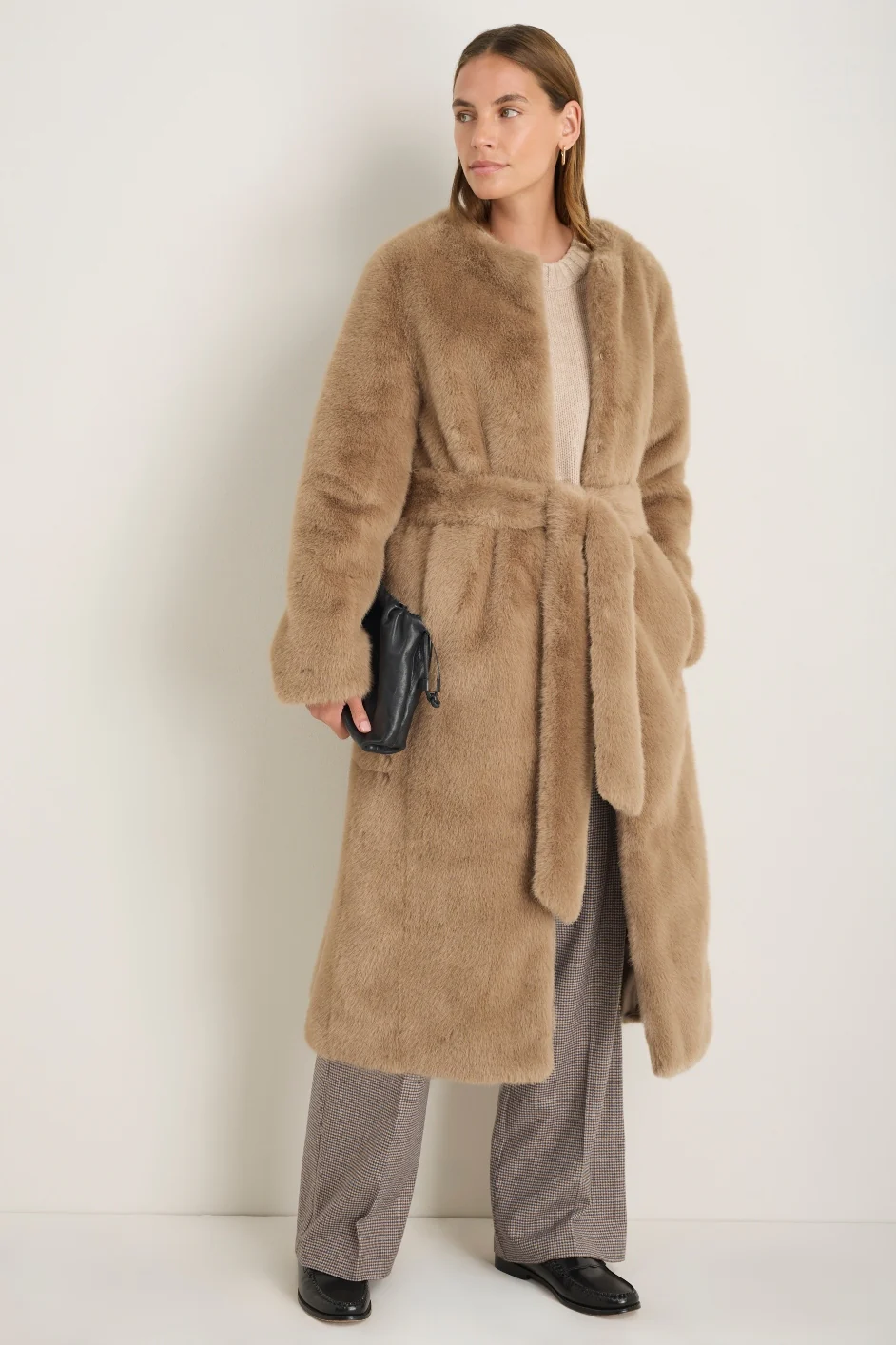 Eleanor Wool Blend Trousers - Cocoa/Blue Check - Image 6