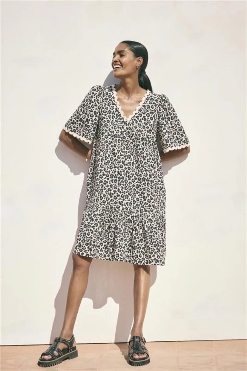 Elise Dress - Leopard/Metallic Stripe - Image 2