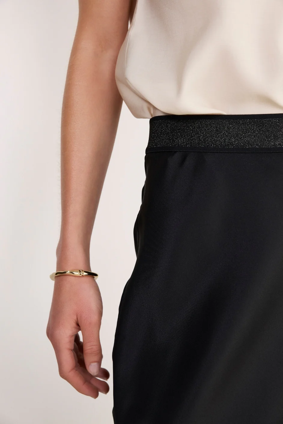 Ella Silk Lace Trim Skirt - Black - Image 8