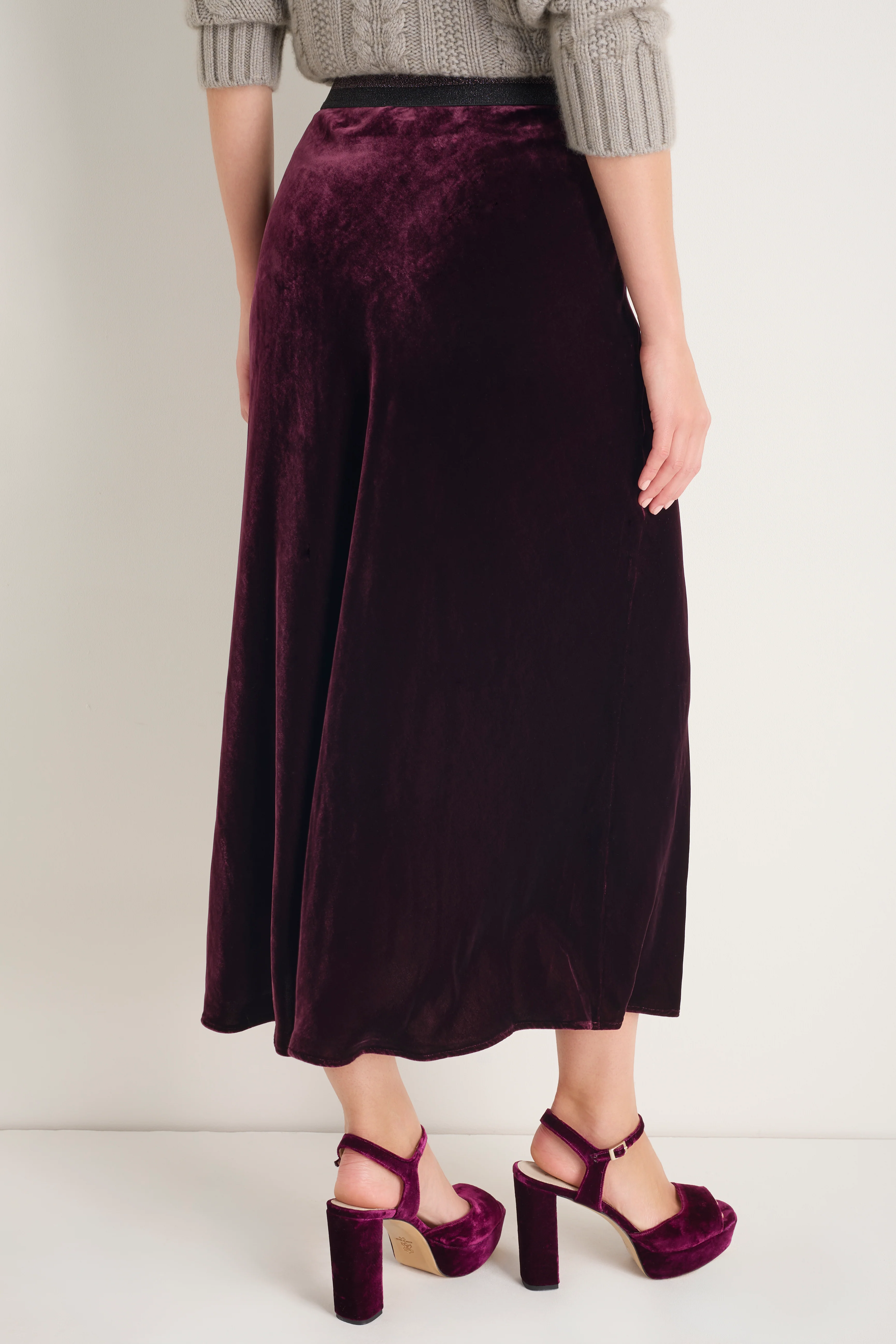 Ella Silk Velvet Skirt - Deep Fig - Image 4