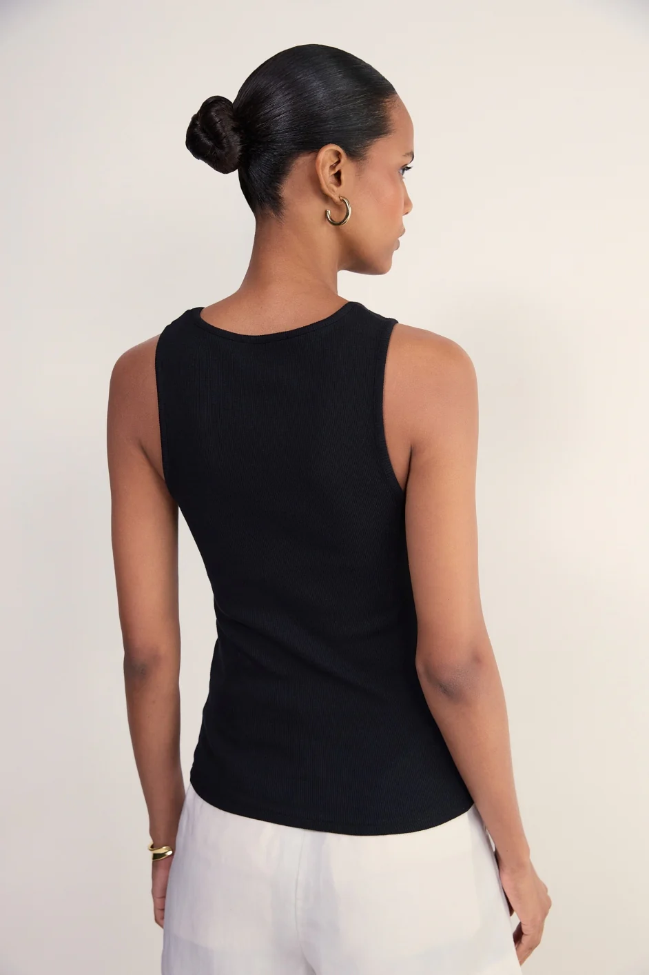 Elle Ribbed Vest - Black - Image 2
