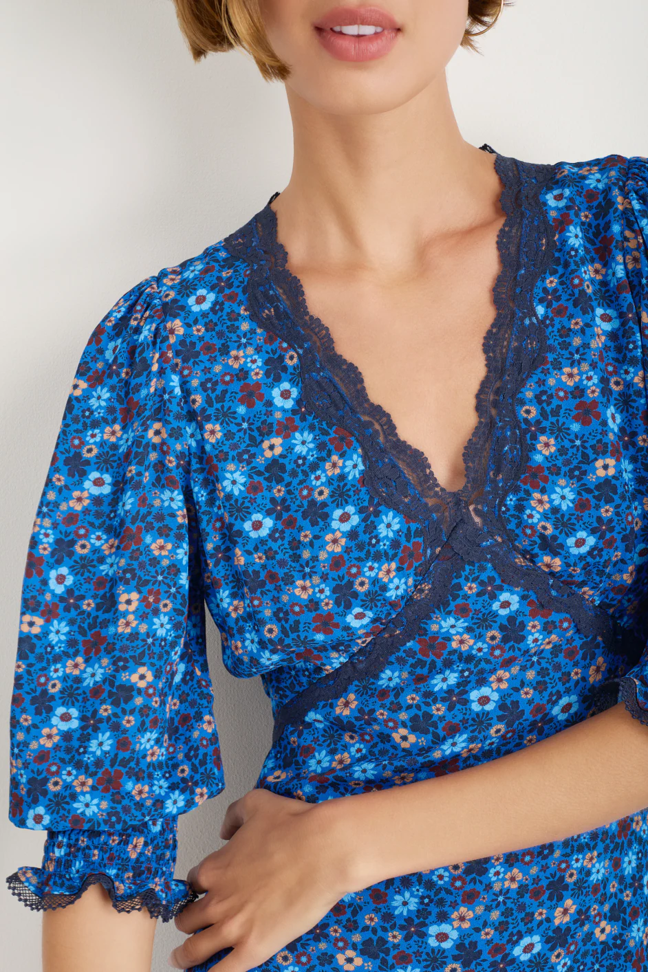 Elodie Dress - Cobalt Retro Ditsy - Image 2