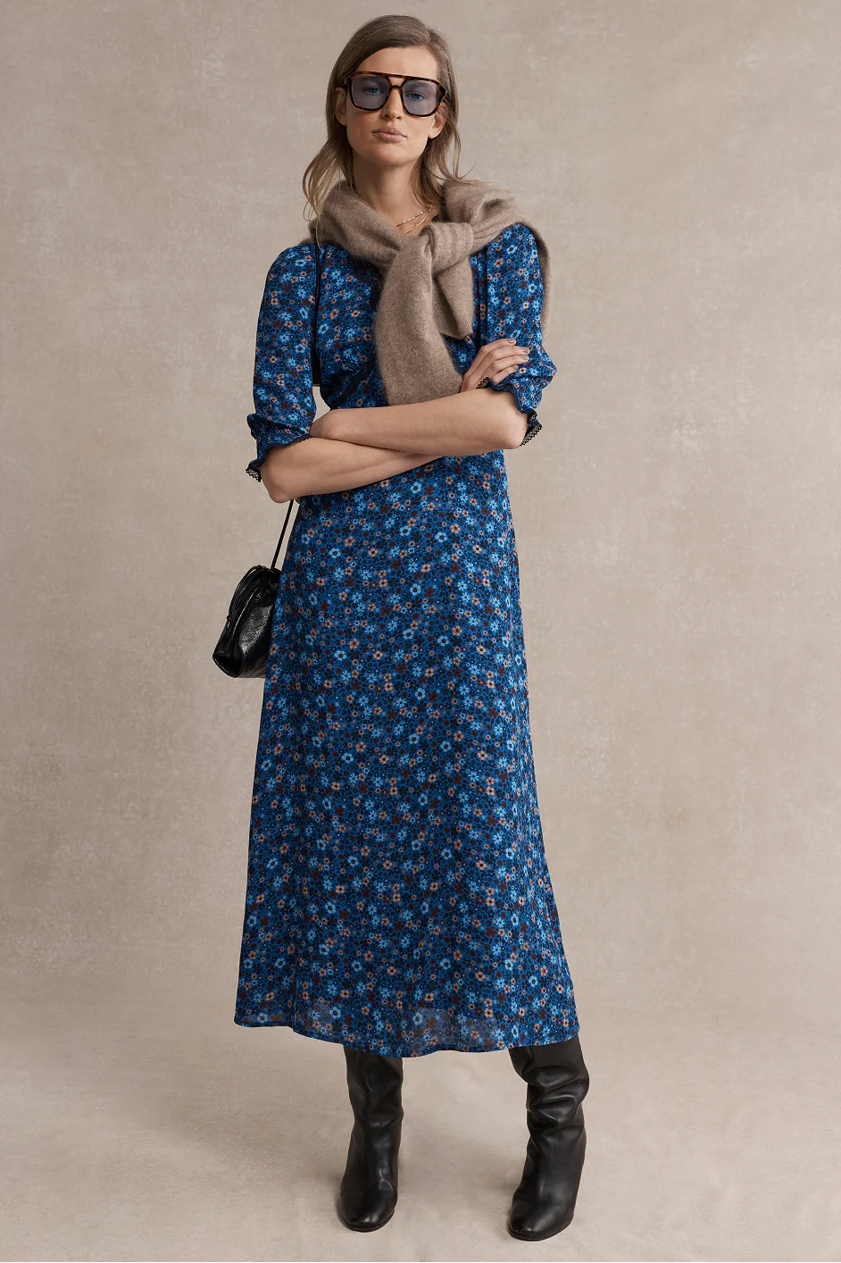 Elodie Dress - Cobalt Retro Ditsy - Image 5