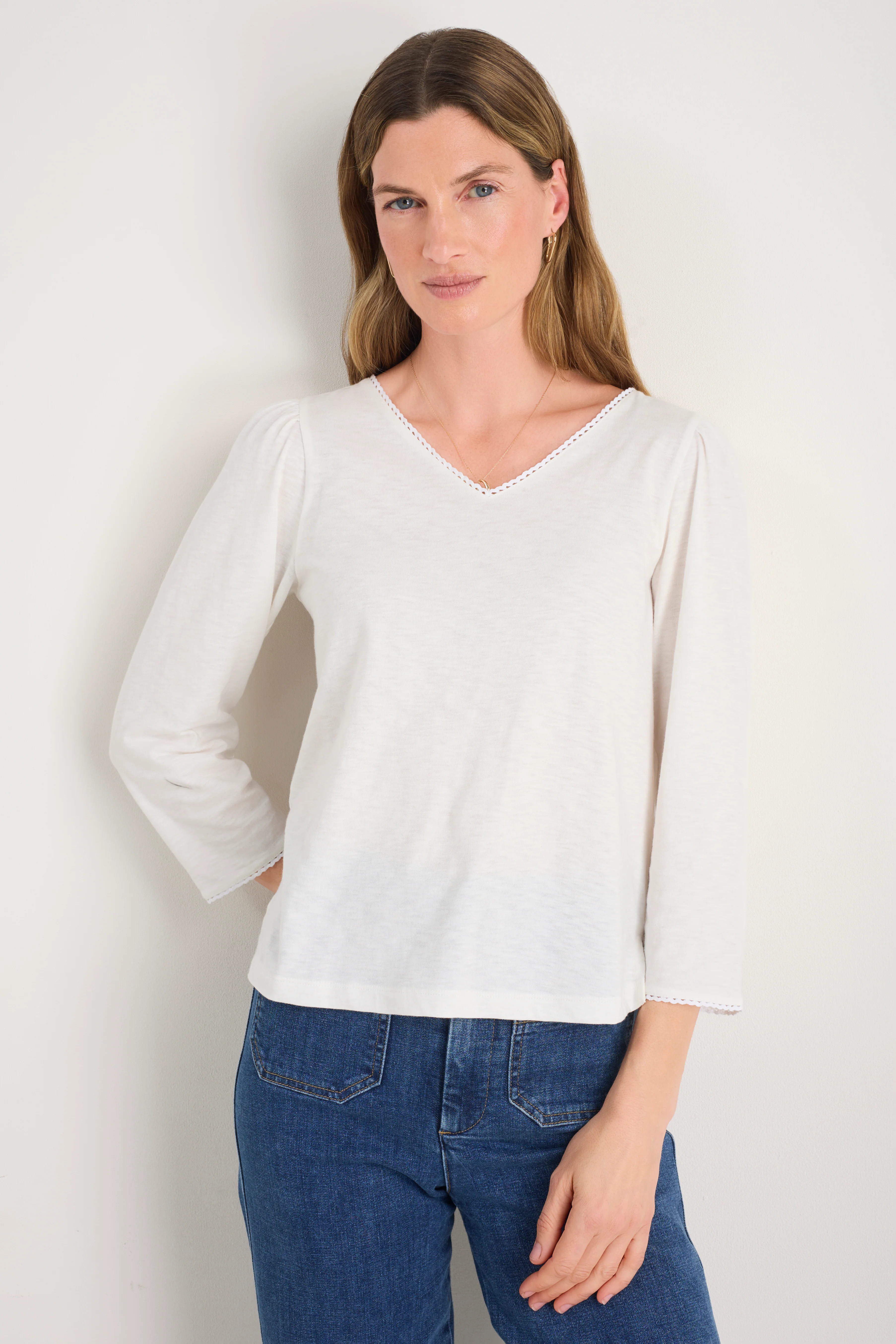 Elyna 3/4 Sleeve Tee - White - Image 3