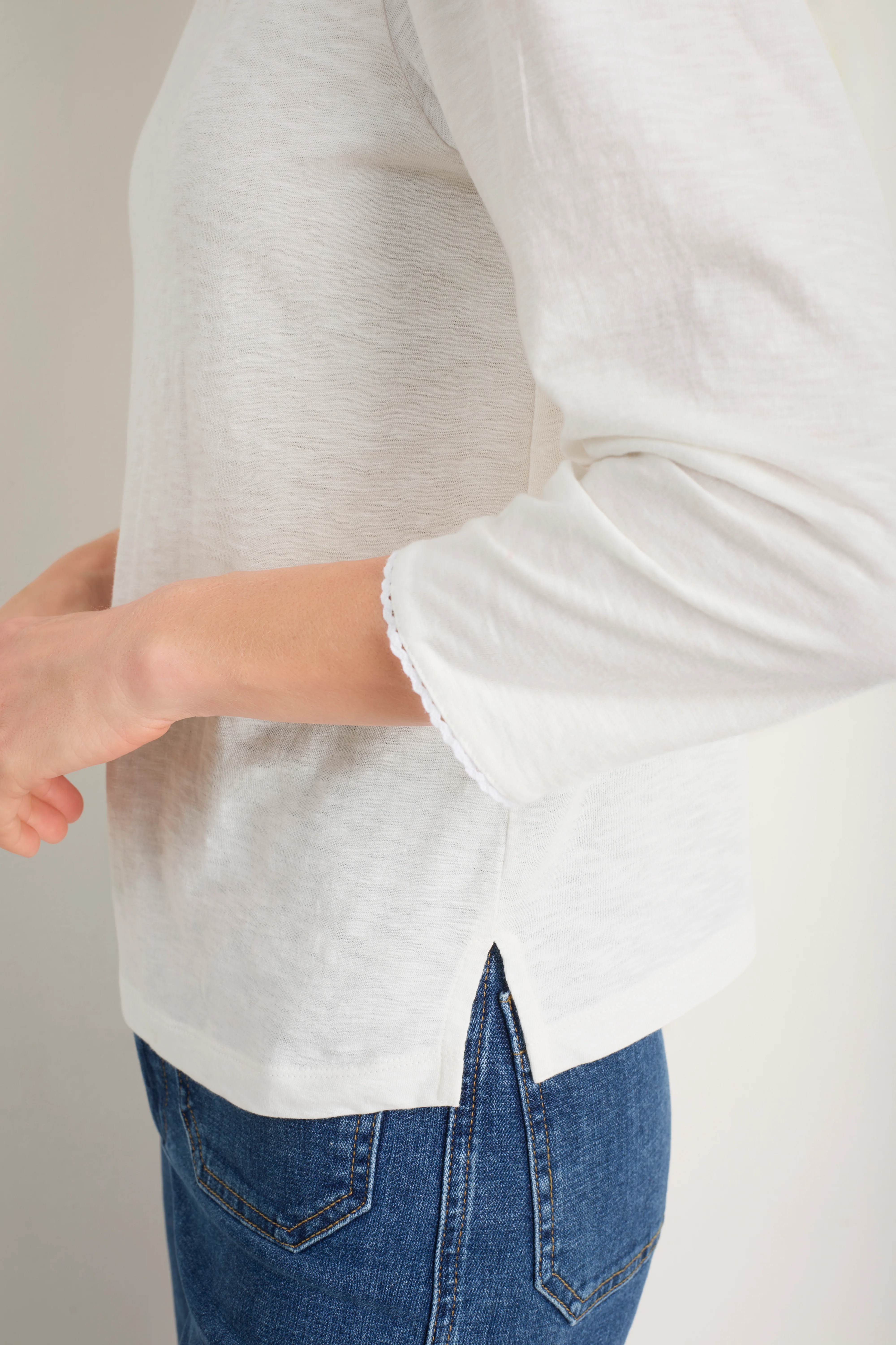 Elyna 3/4 Sleeve Tee - White - Image 6