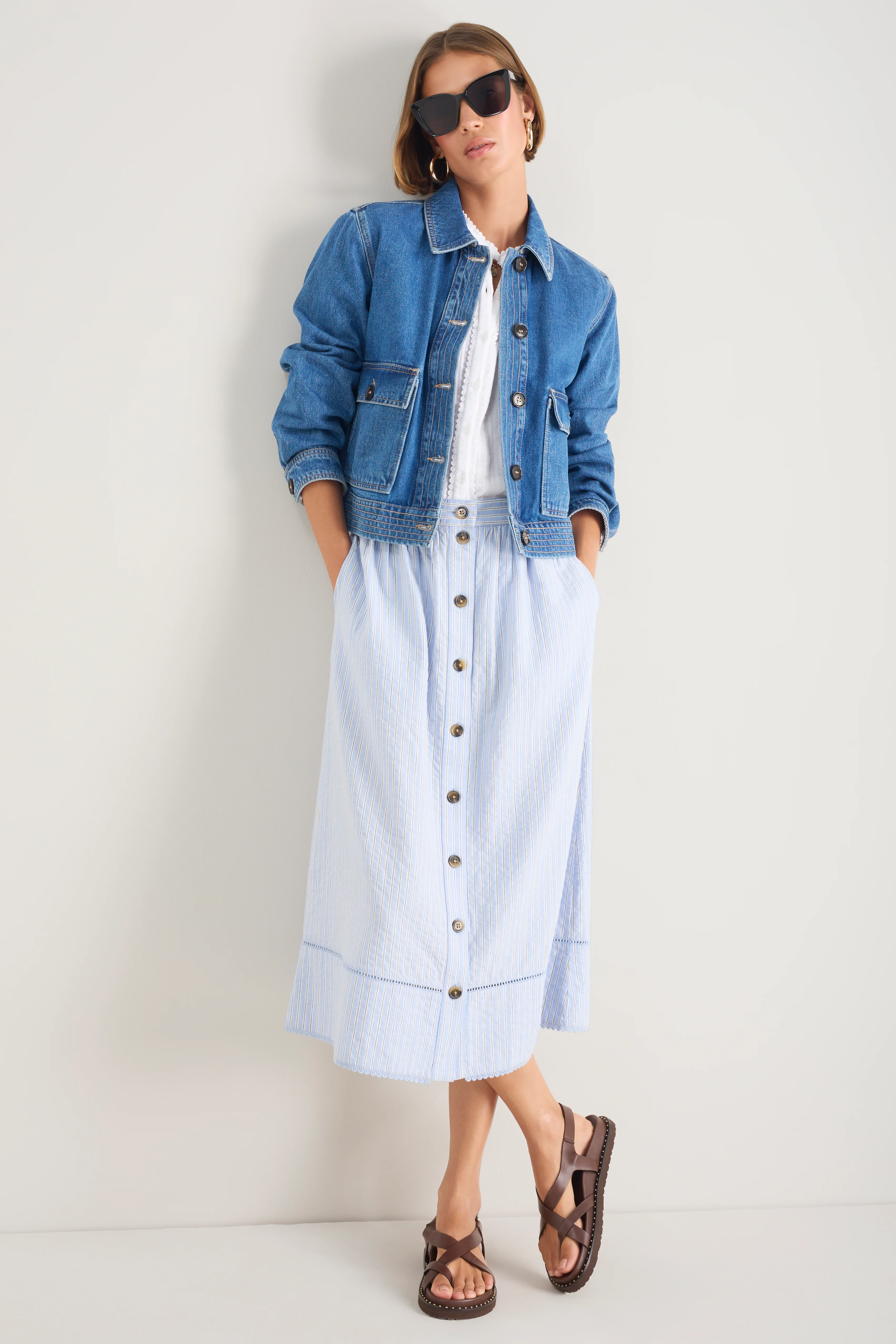Evangeline Skirt - Powder Blue Stripe - Image 4