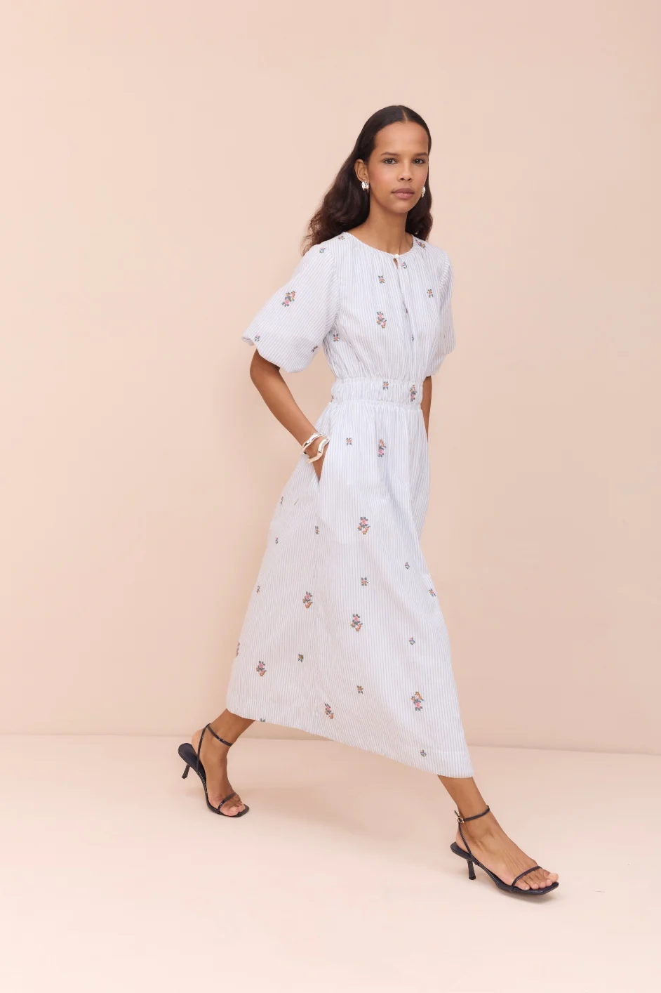 Evelyn Dress - Embroidered Stripe - Image 3