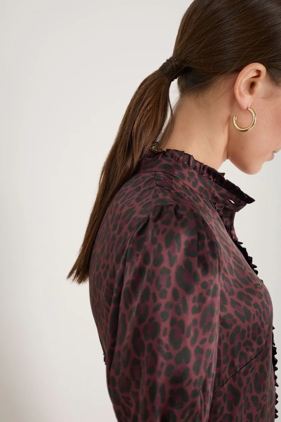 Fabienne Silk Dress - Deep Fig Leopard - Image 4