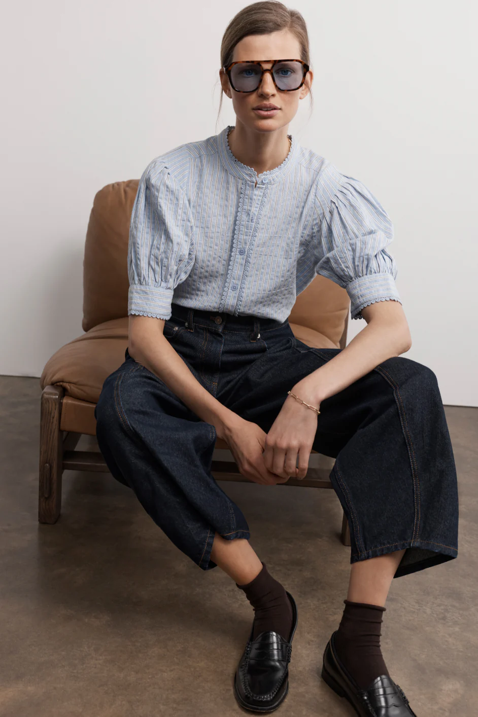 Fiona Blouse - Powder Blue Stripe - Image 6