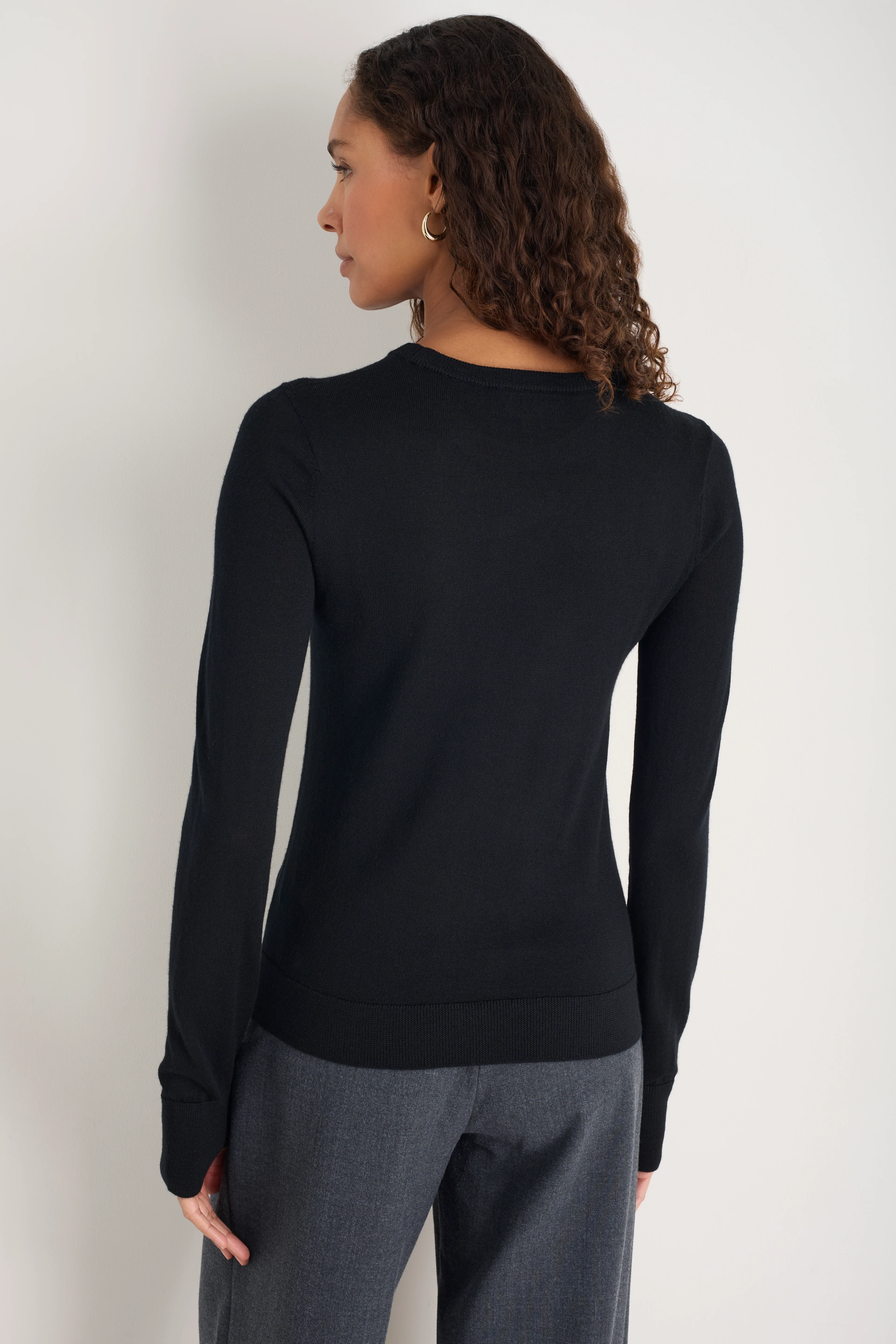 Fleur Merino Jumper - Black - Image 5