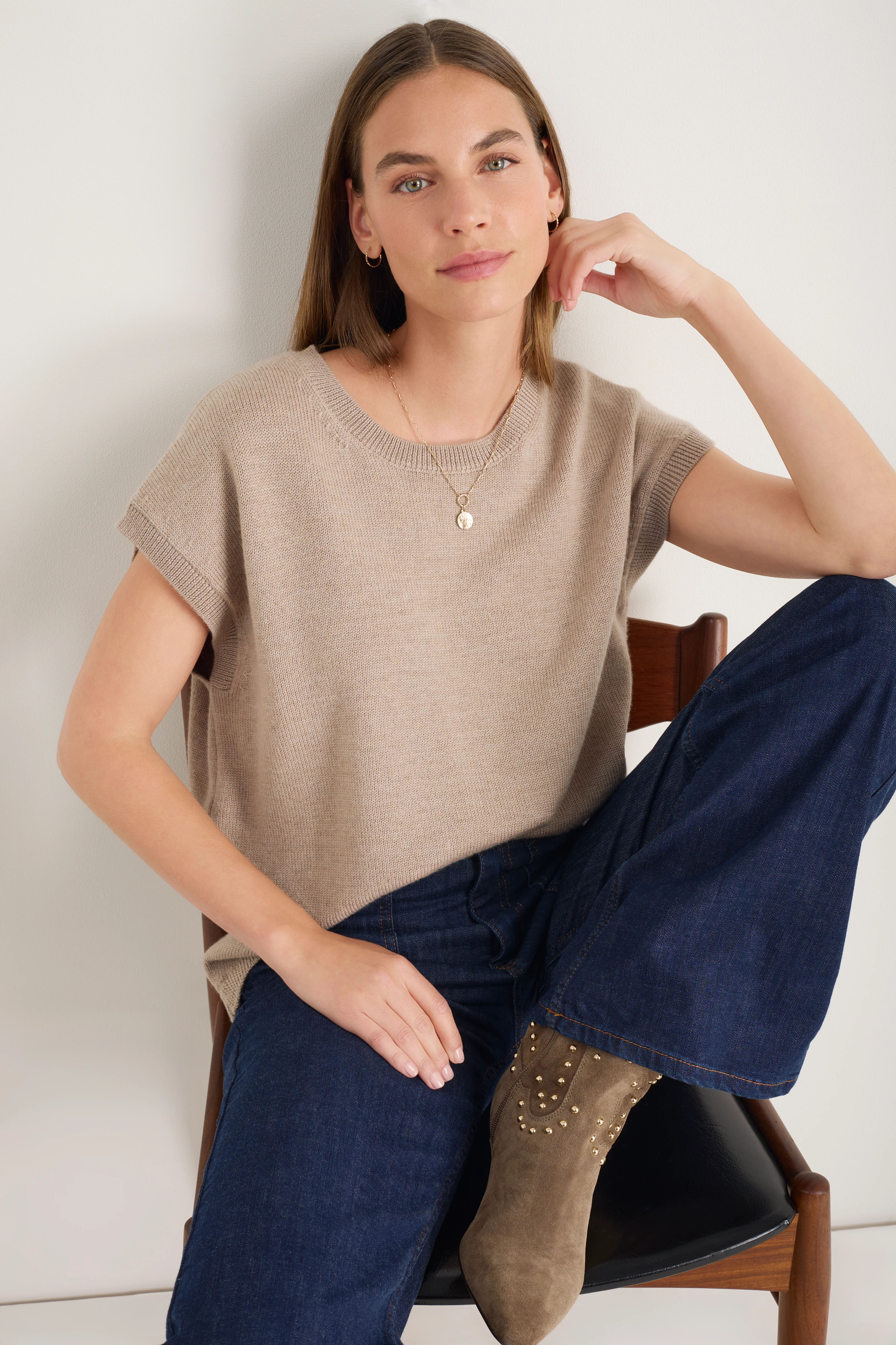 Fleur Merino Tank - Oat Melange - Image 4