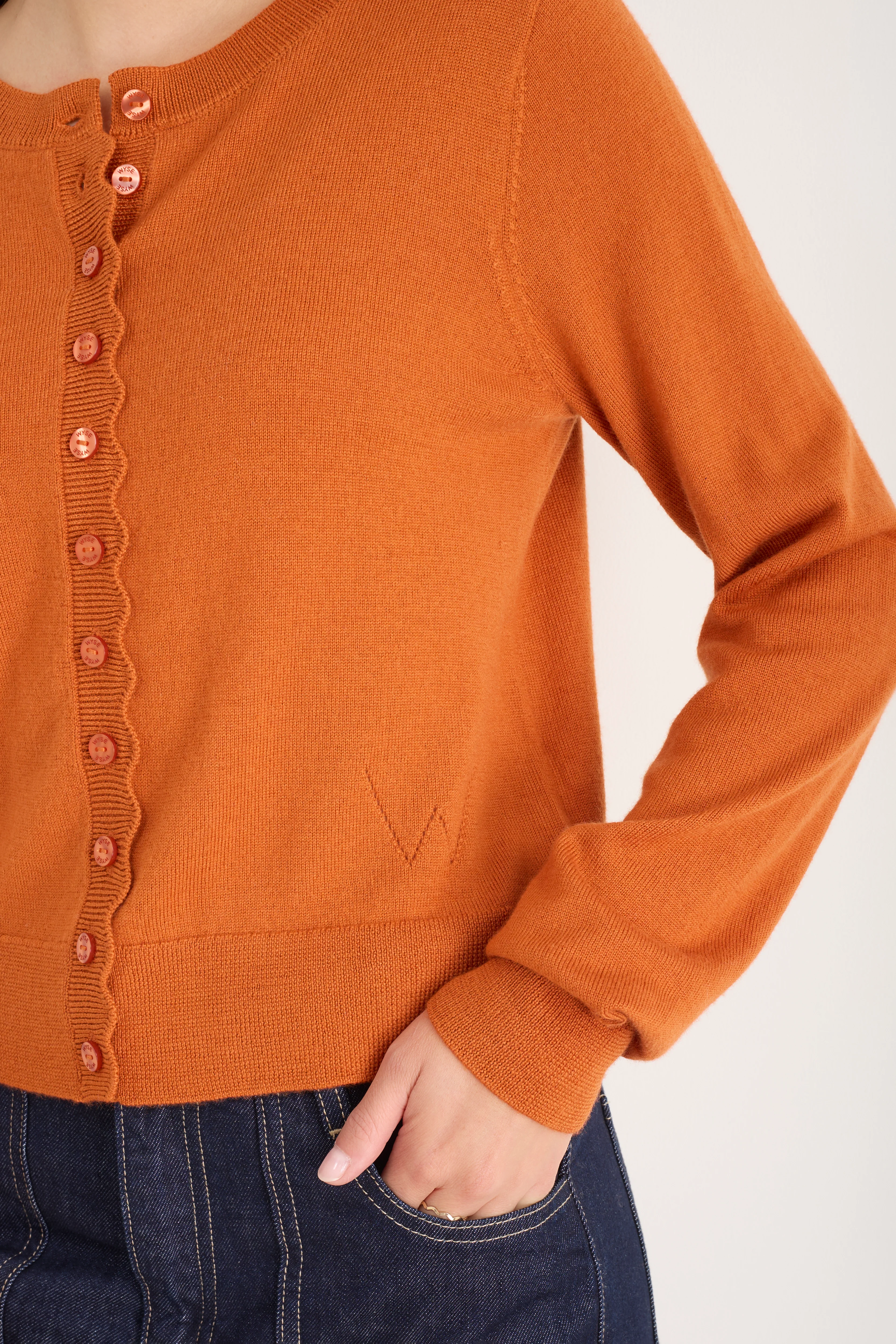 Fleurine Cropped Cardigan - Burnt Orange - Image 2