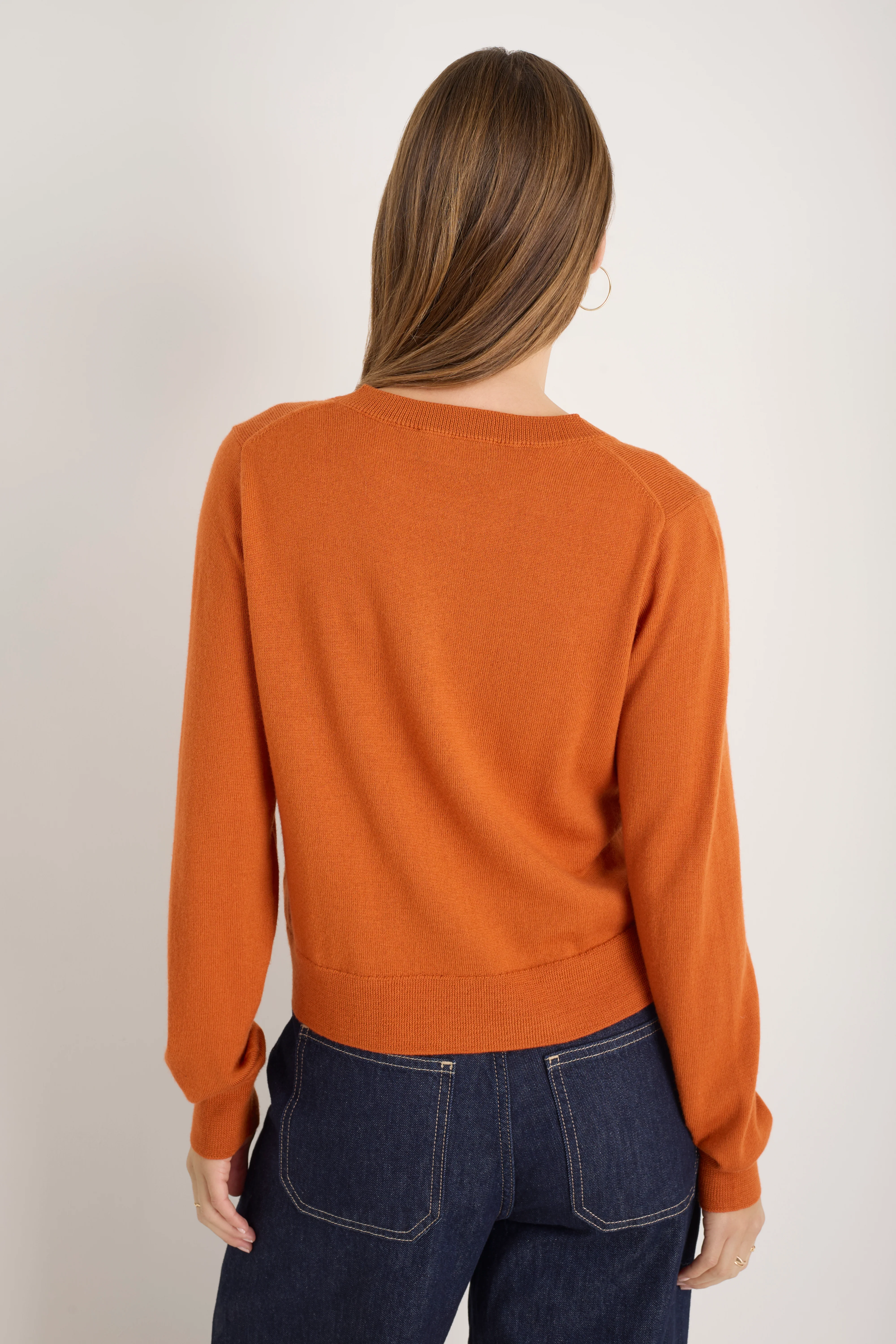 Fleurine Cropped Cardigan - Burnt Orange - Image 4