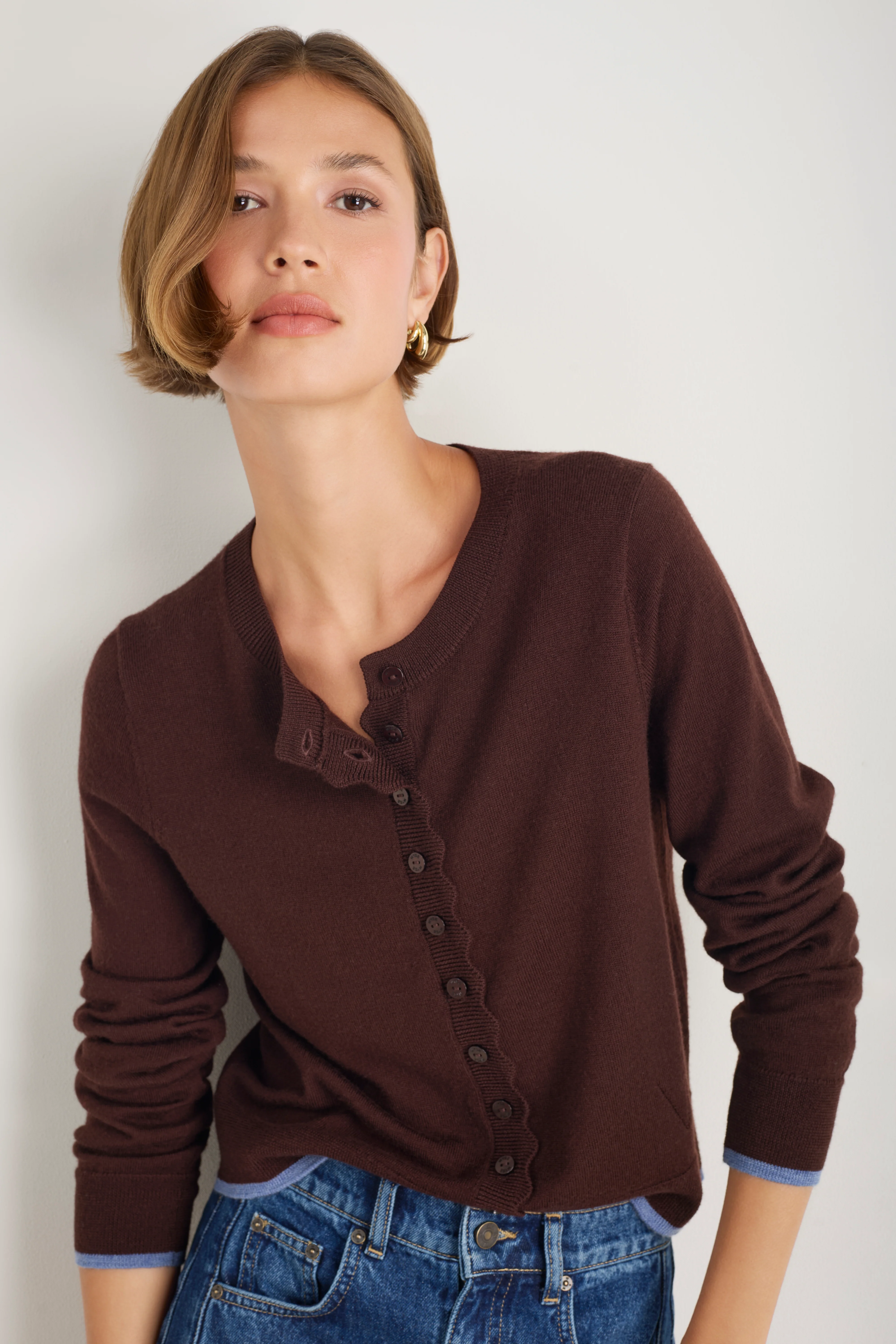 Fleurine Cropped Cardigan - Cocoa - Image 4