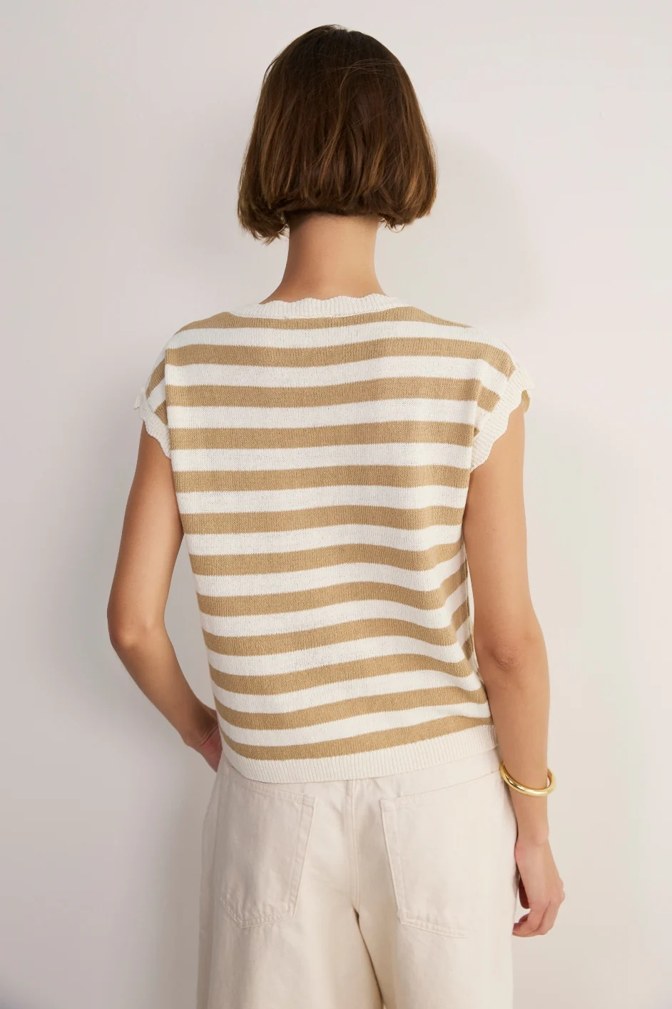 Fleurine Linen Cotton Tank - Tan/Ivory Stripe - Image 6