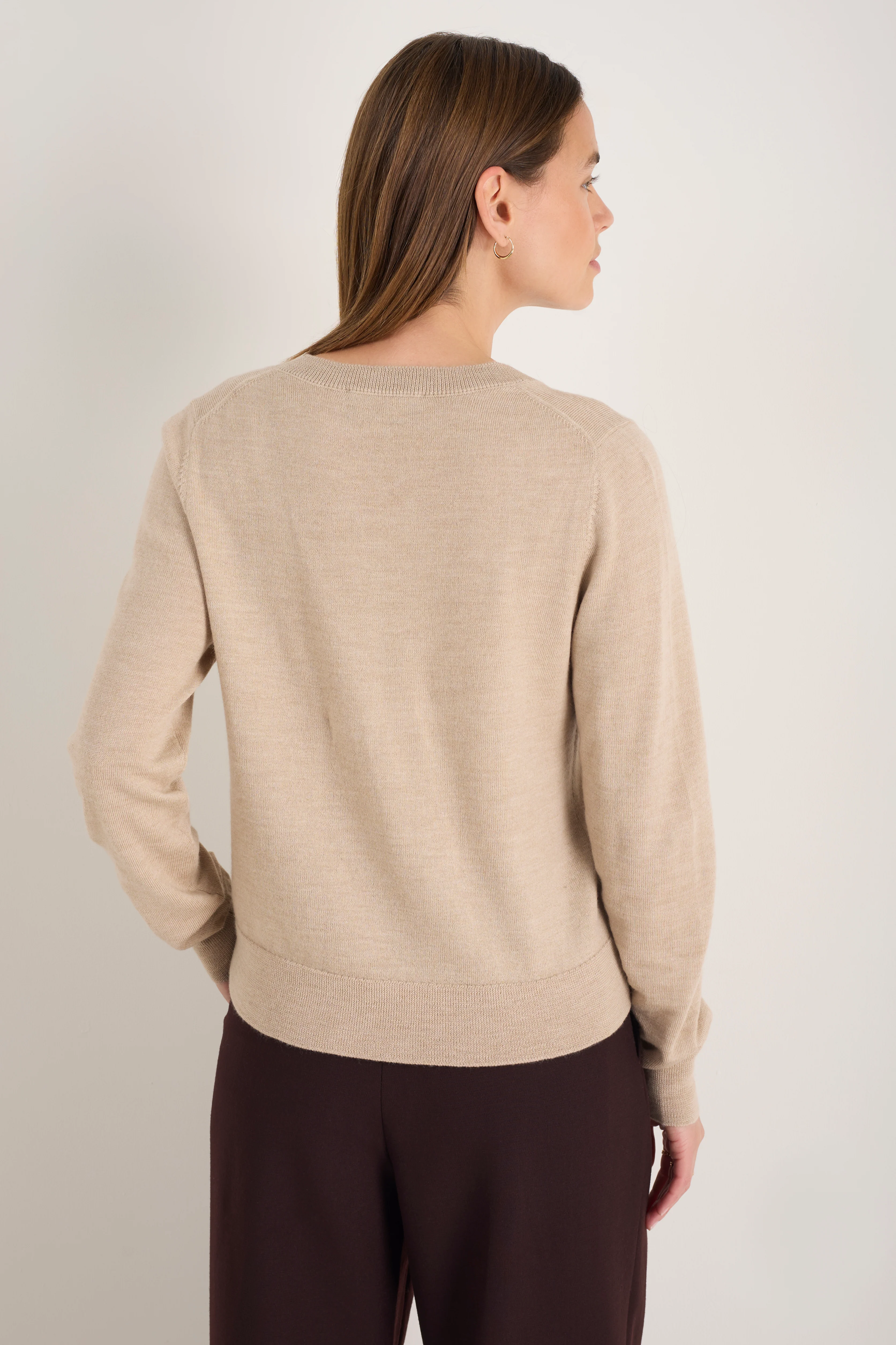 Fleurine Scallop Henley Jumper - Taupe - Image 3