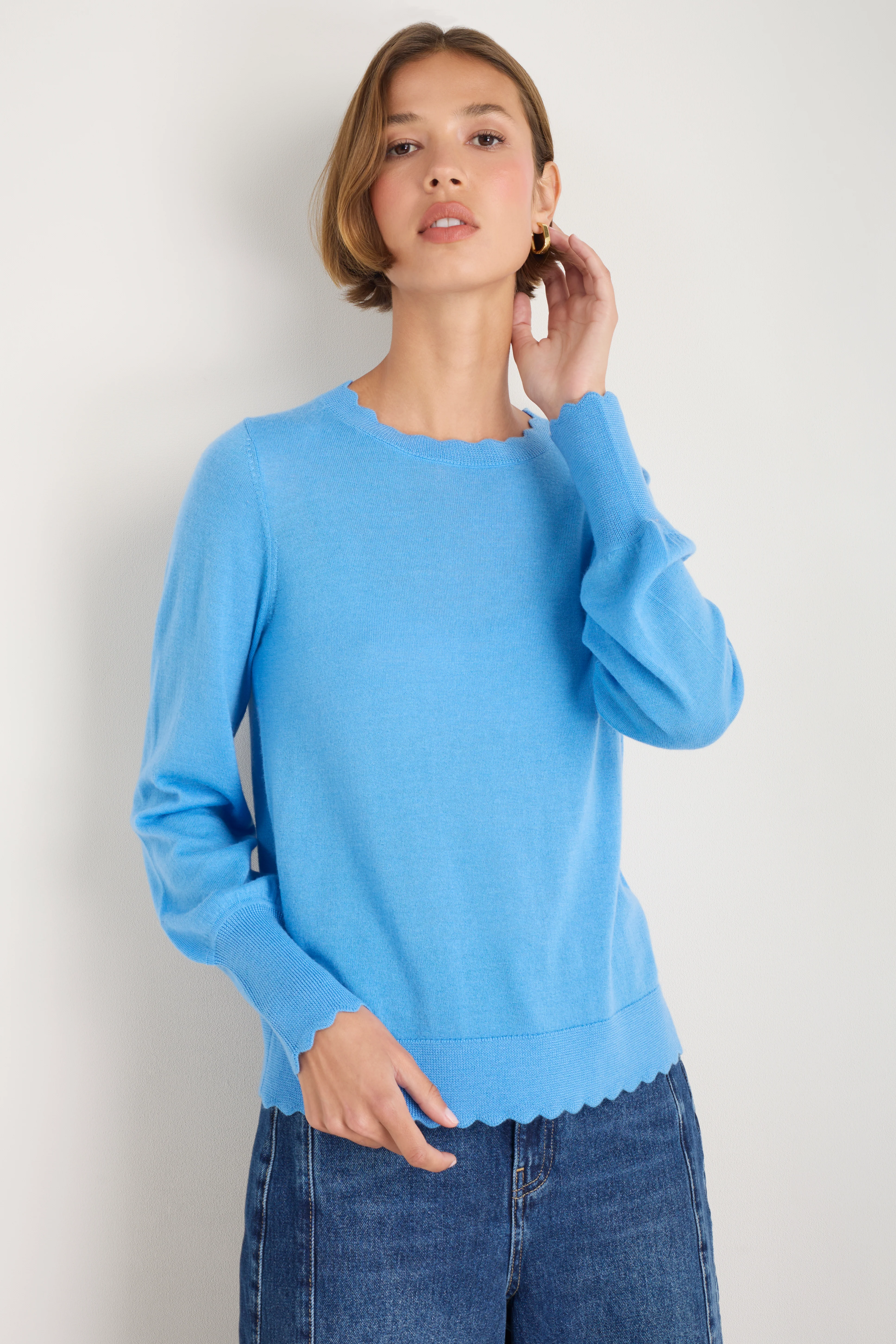 Fleurine Scallop Jumper - Coastal Blue - Image 3