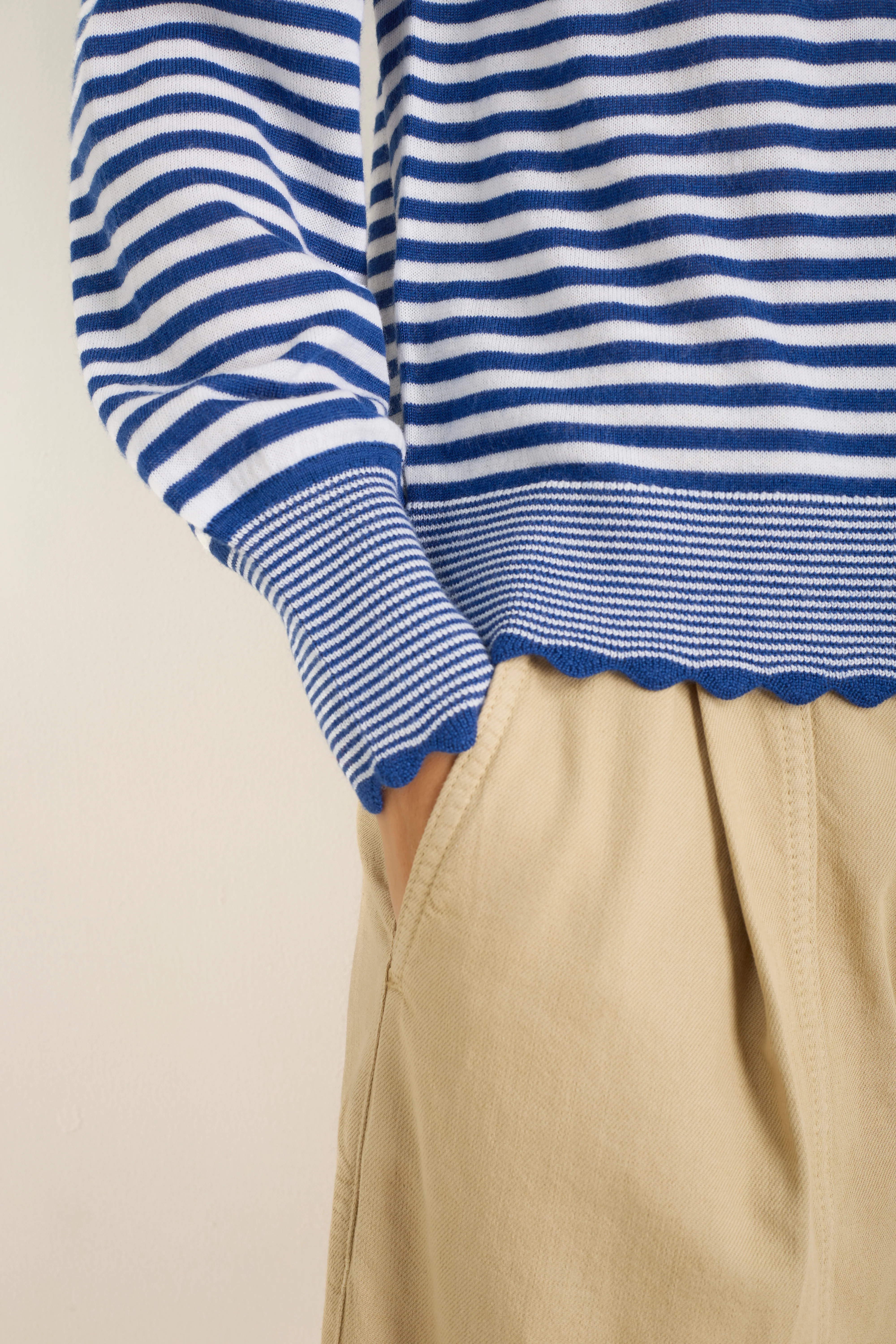 Fleurine Scallop Jumper - Midnight/Ivory Micro Stripe - Image 6