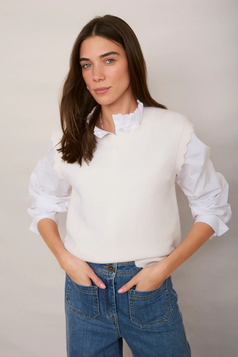 Fleurine Scallop Tank - Ivory - Image 7