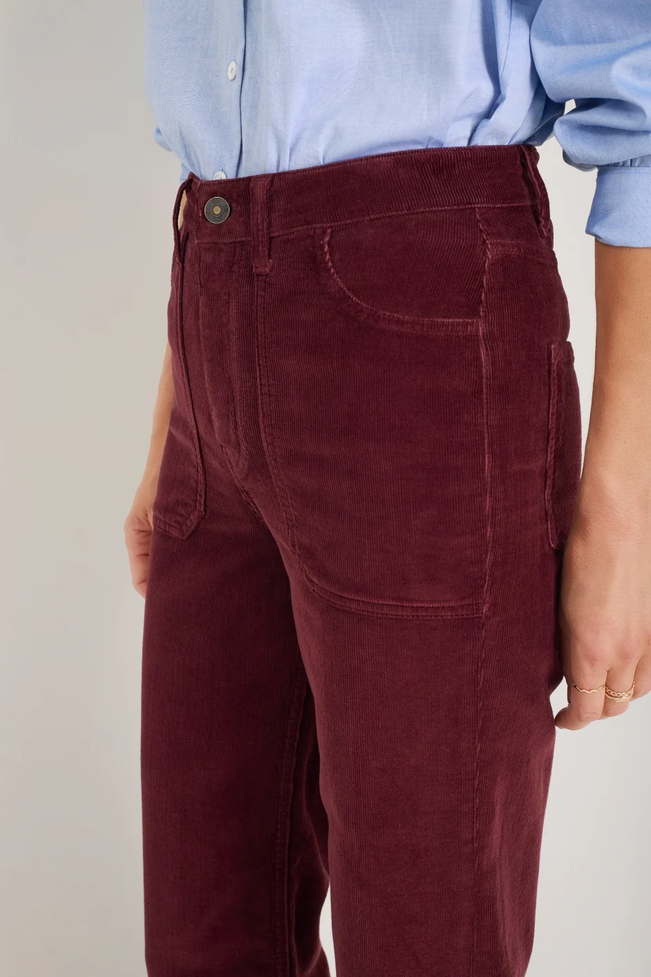 Flossie Carpenter Flare Cord Trouser - Raisin - Image 2