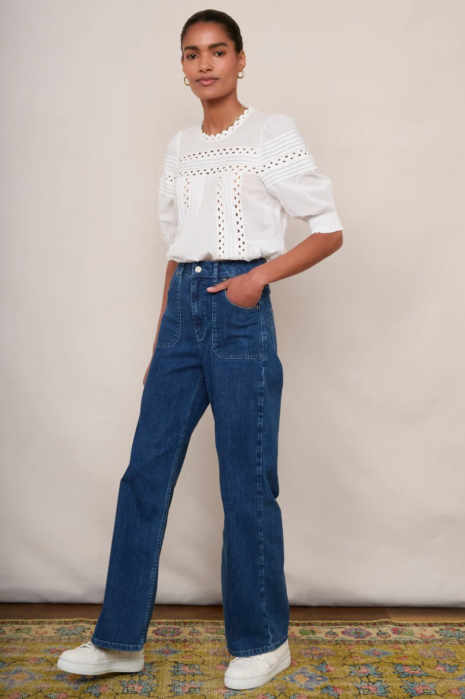 Flossie Carpenter Flare Jean - Mid Wash - Image 5