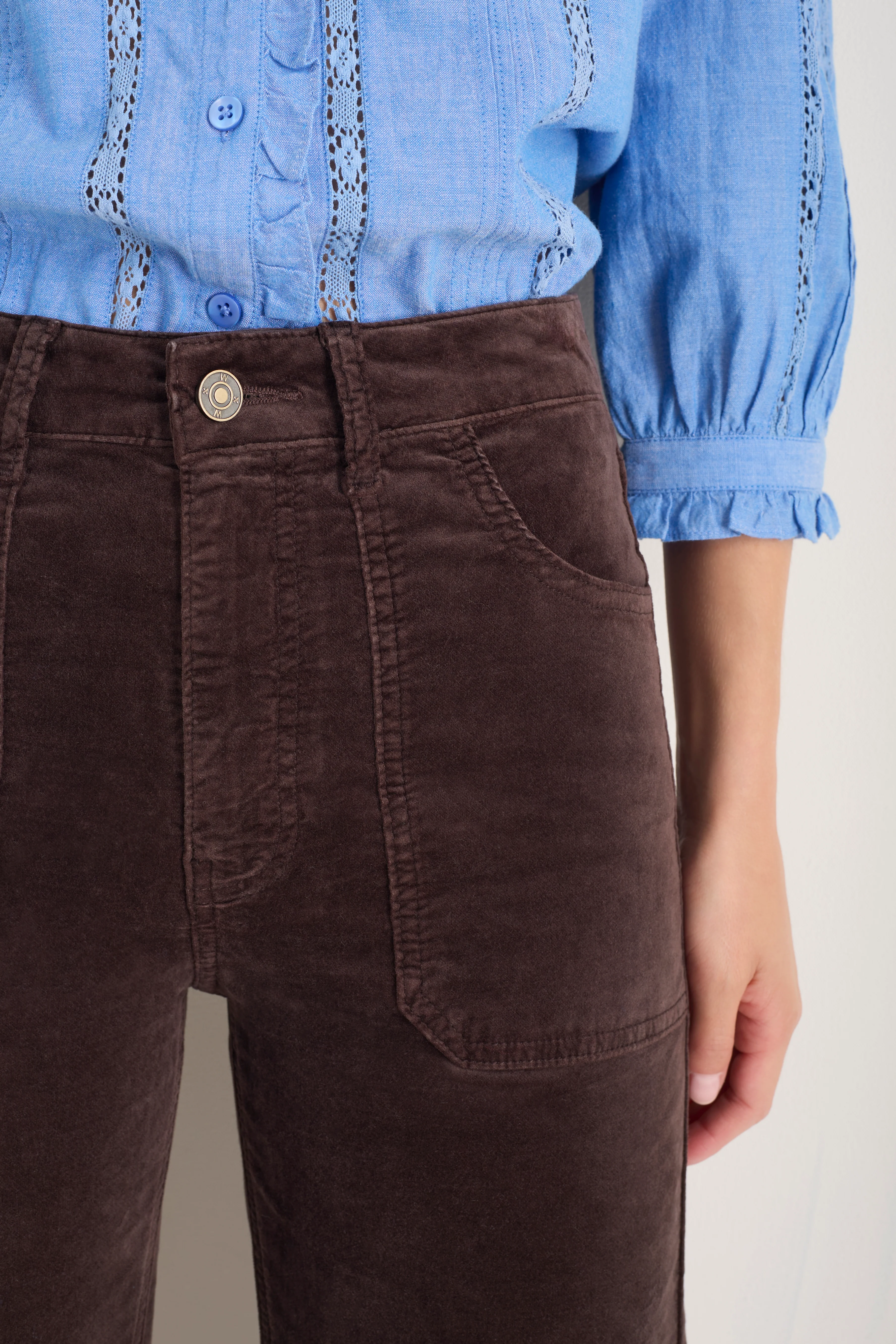 Flossie Cotton Velvet Trouser - Cocoa - Image 2