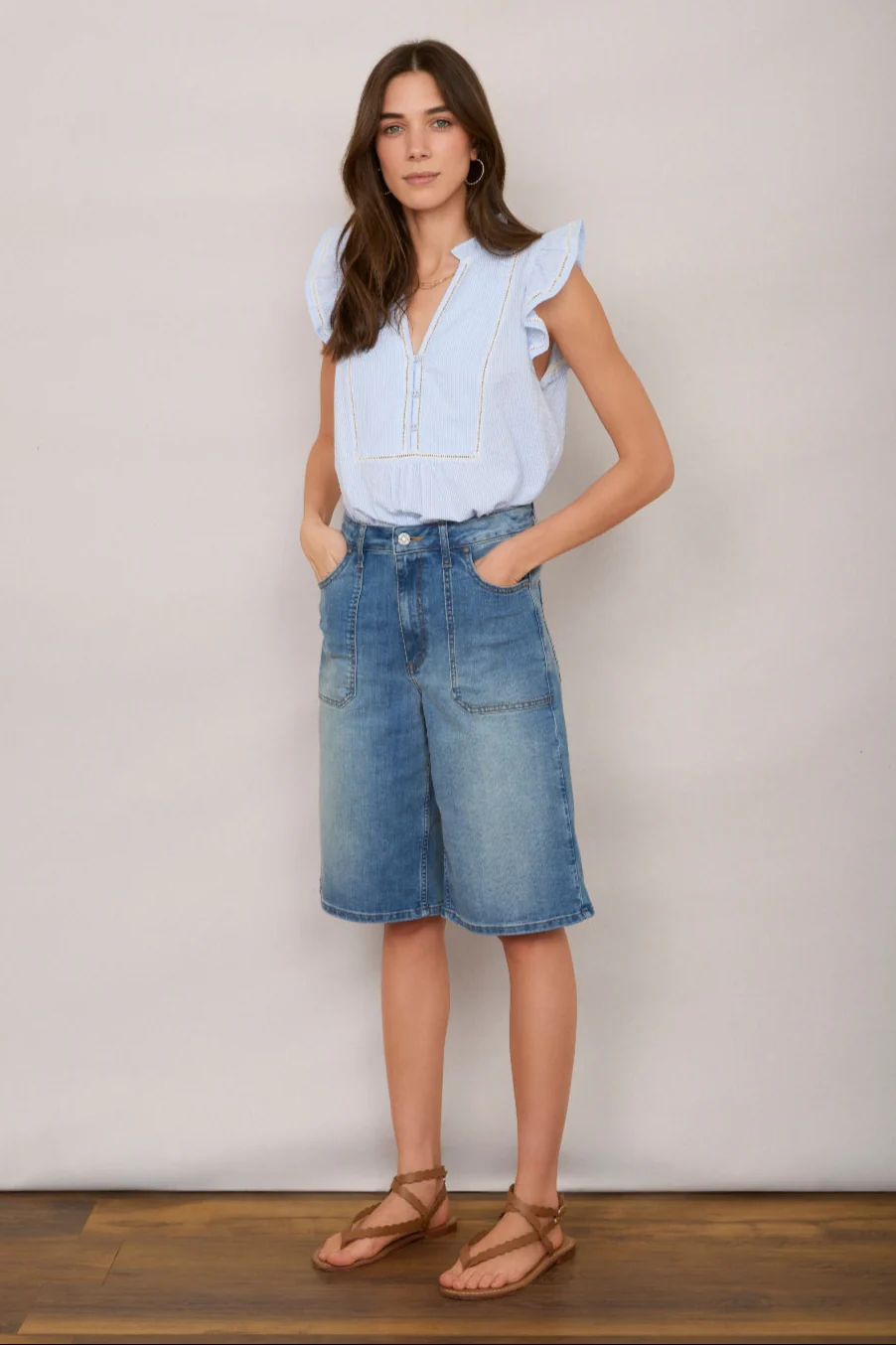 Flossie Culotte Short - Mid Wash - Image 2