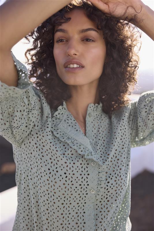 Frankie Blouse - Sage Green Broderie - Image 3