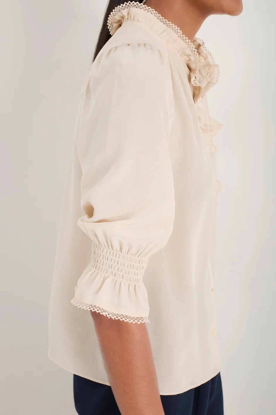 Frankie Silk Blouse - Oyster - Image 2