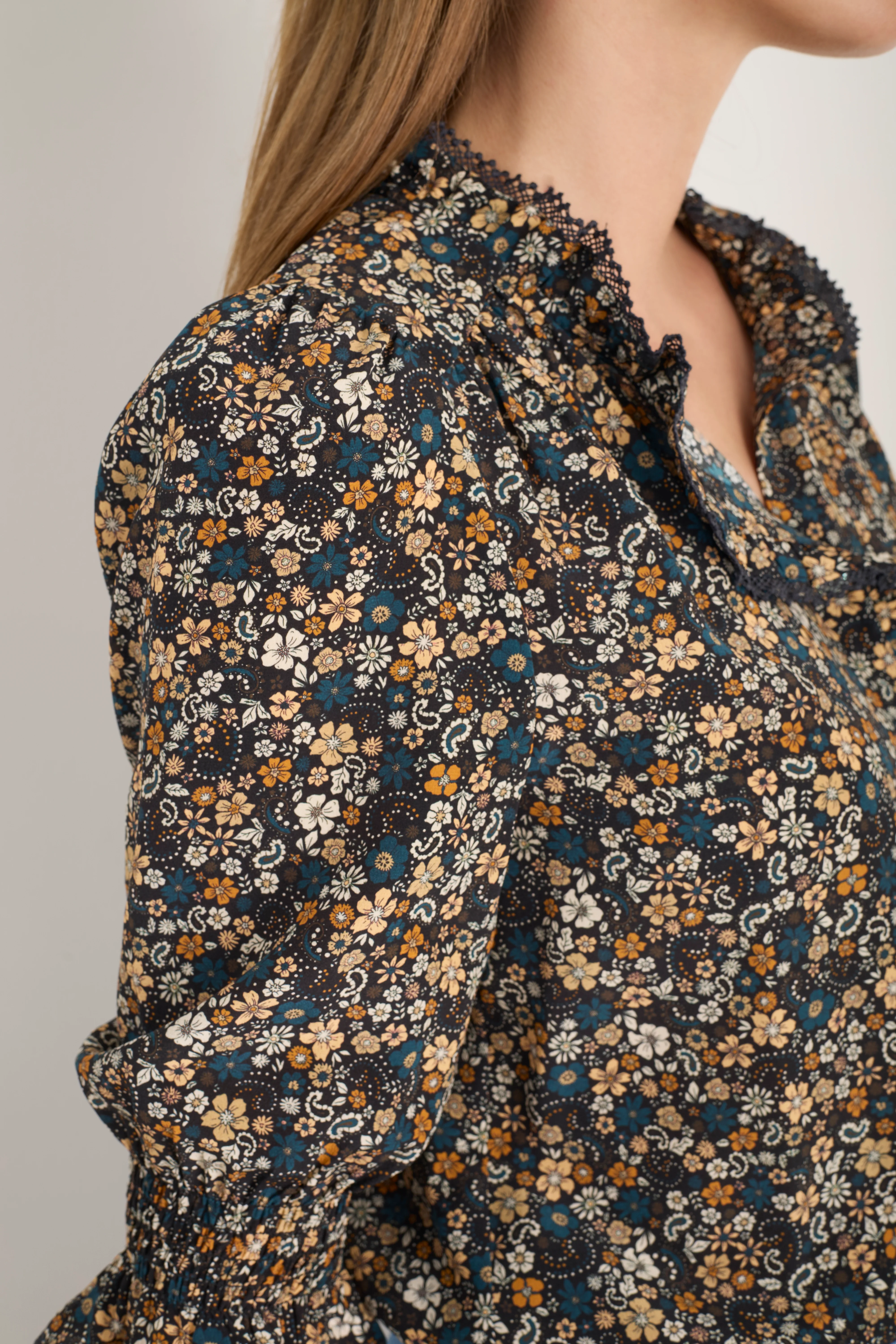 Frankie Silk Blouse - Retro Floral Scarf - Image 2