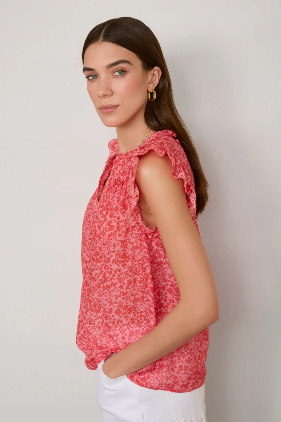 Georgia Silk Blend Blouse - Summer Pink Mono Floral - Image 2