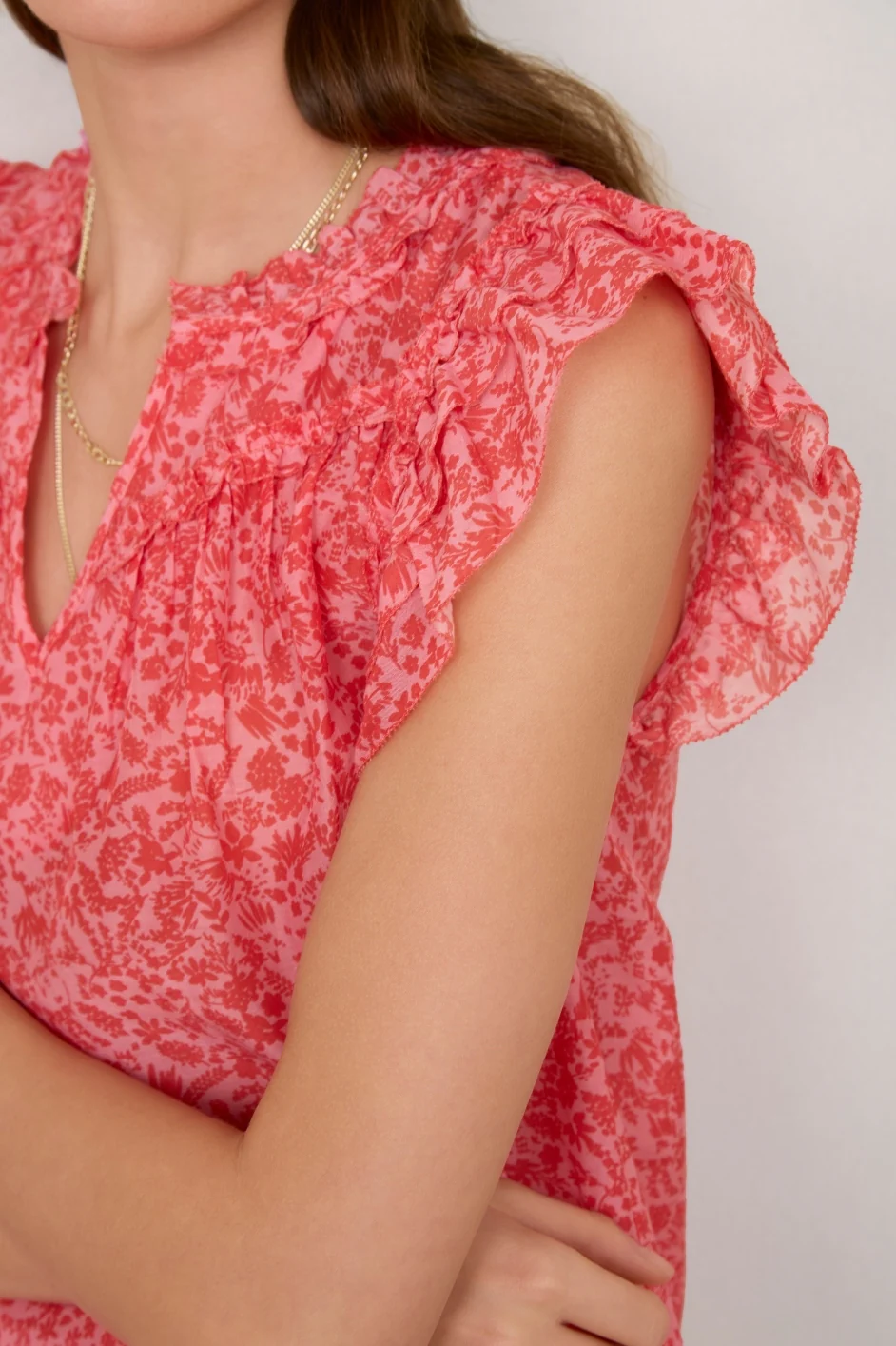 Georgia Silk Blend Blouse - Summer Pink Mono Floral - Image 4