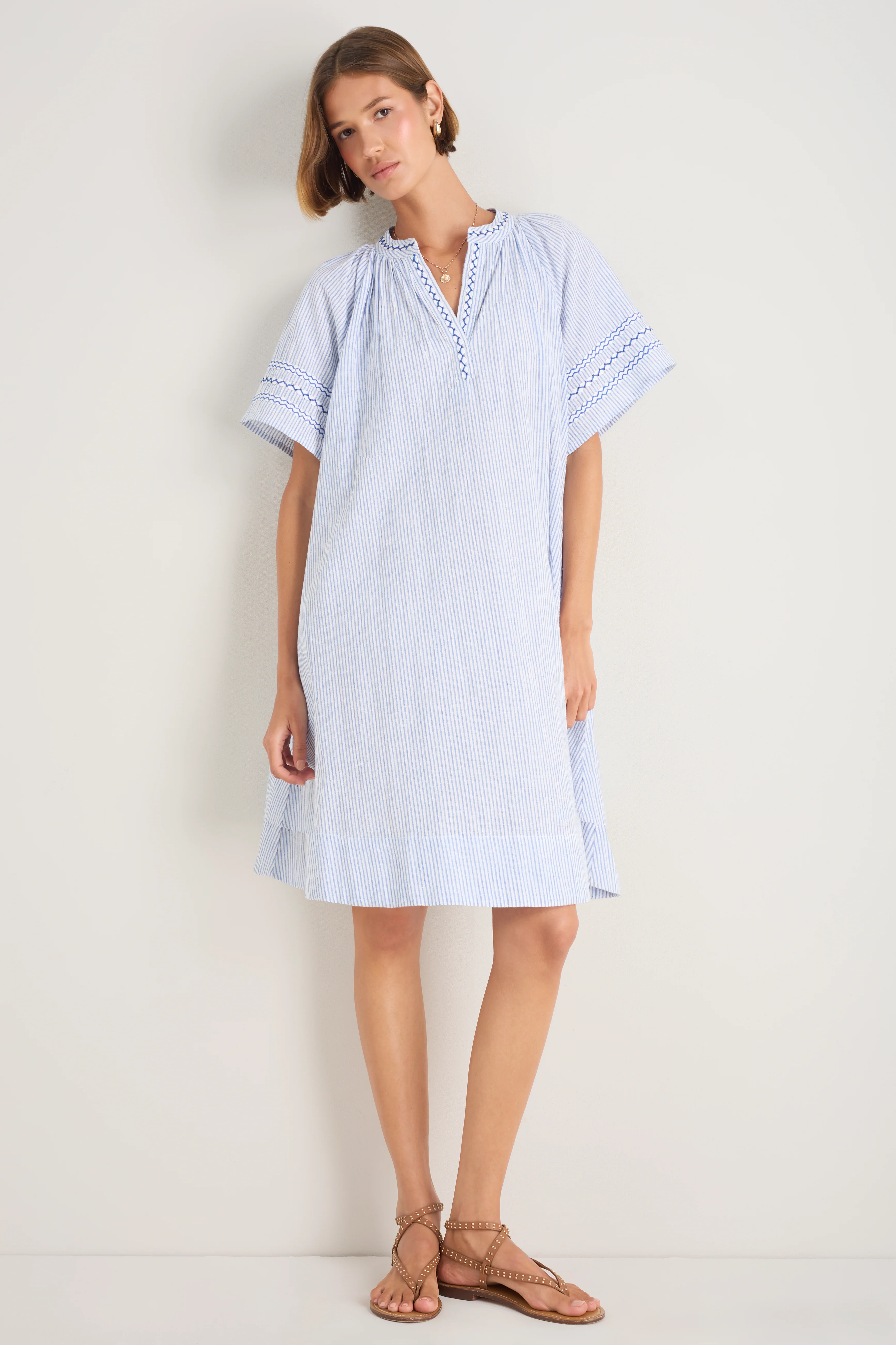 Georgie Dress - Blue/Ivory Stripe - Image 3