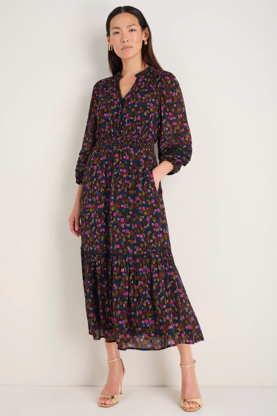 Georgina Dress - Autumn Garden Ditsy Metallic