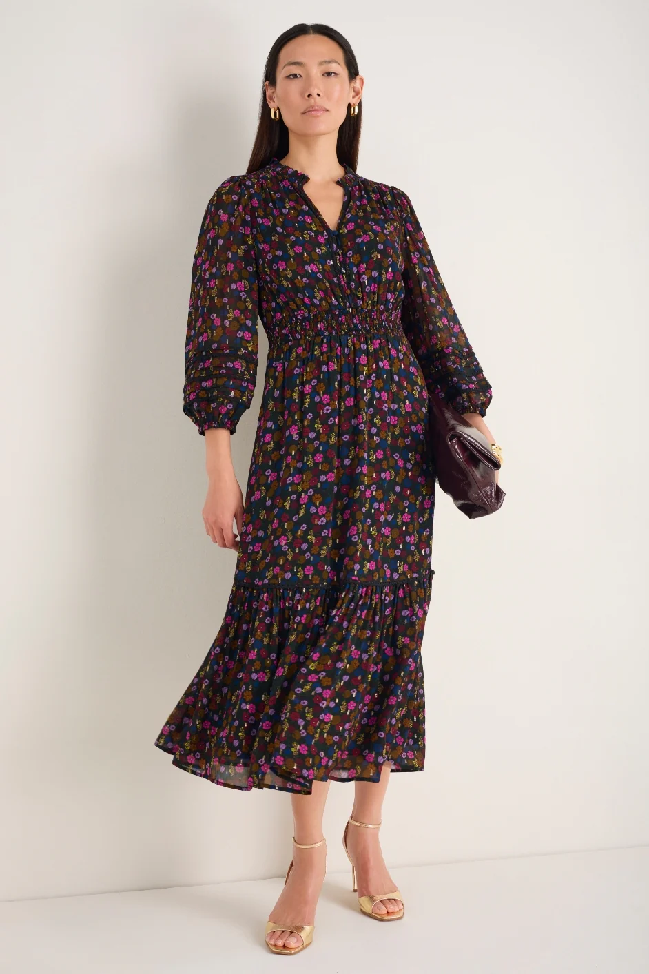 Georgina Dress - Autumn Garden Ditsy Metallic - Image 4
