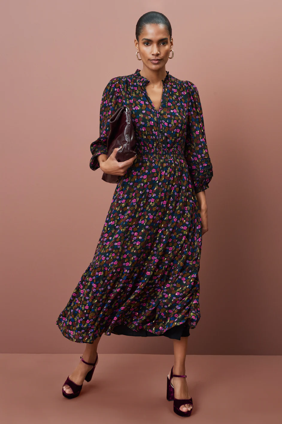 Georgina Dress - Autumn Garden Ditsy Metallic - Image 5
