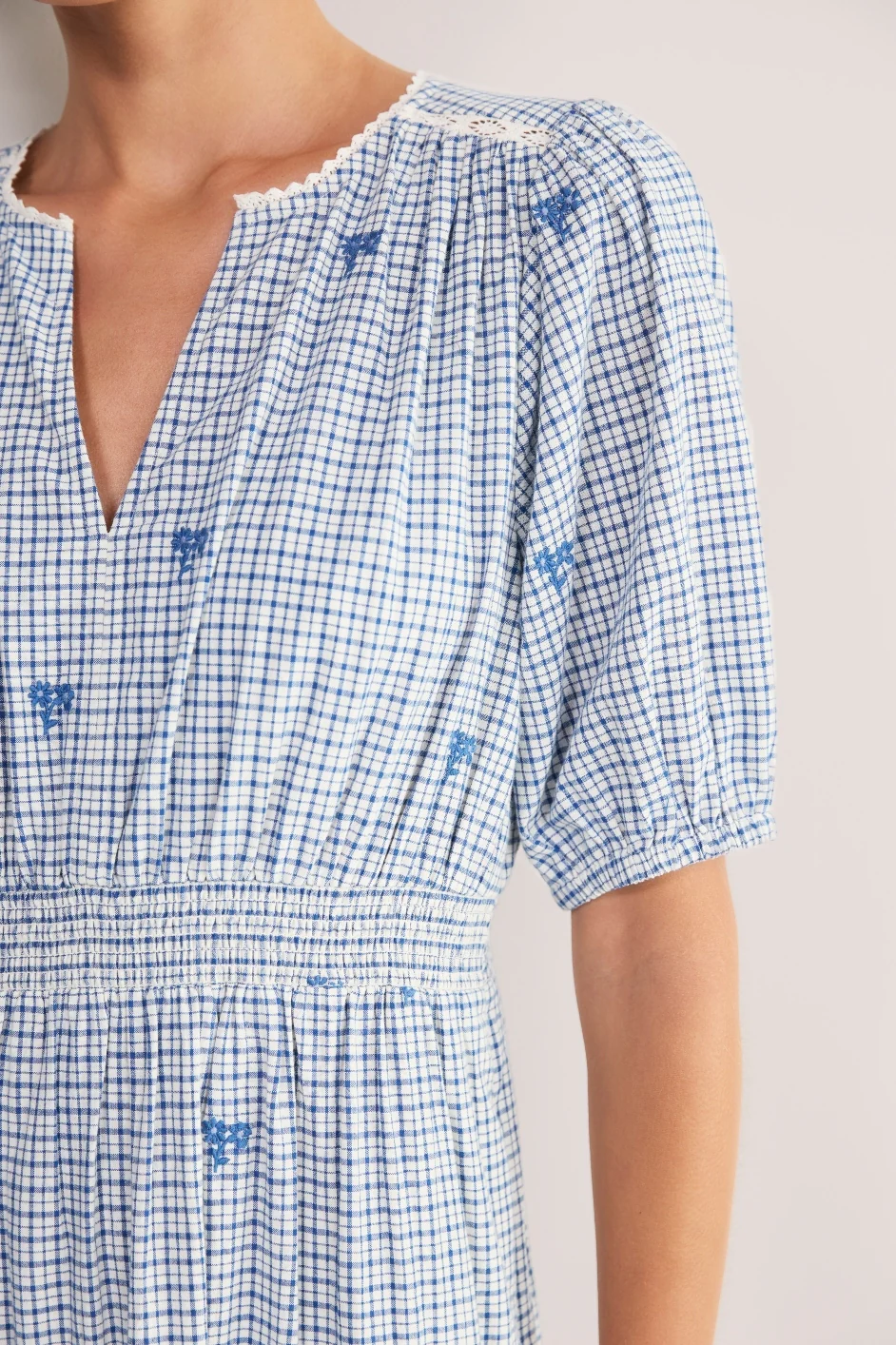 Gina Dress - White/Blue Check - Image 3