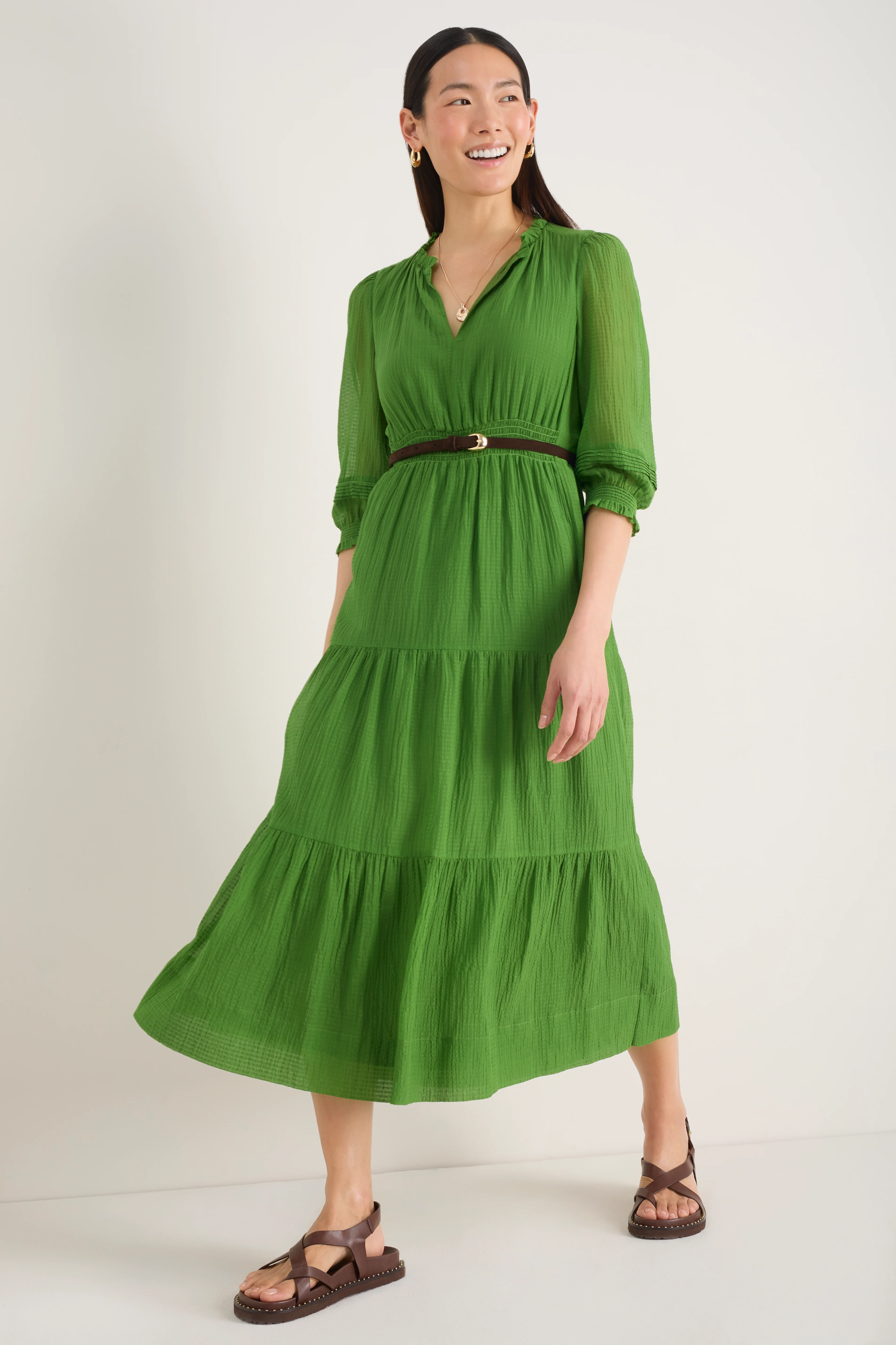 Grace Silk Blend Dress - Fern Green - Image 4