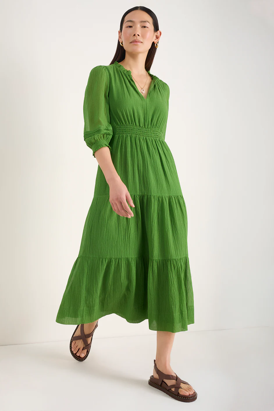 Grace Silk Blend Dress - Fern Green - Image 7