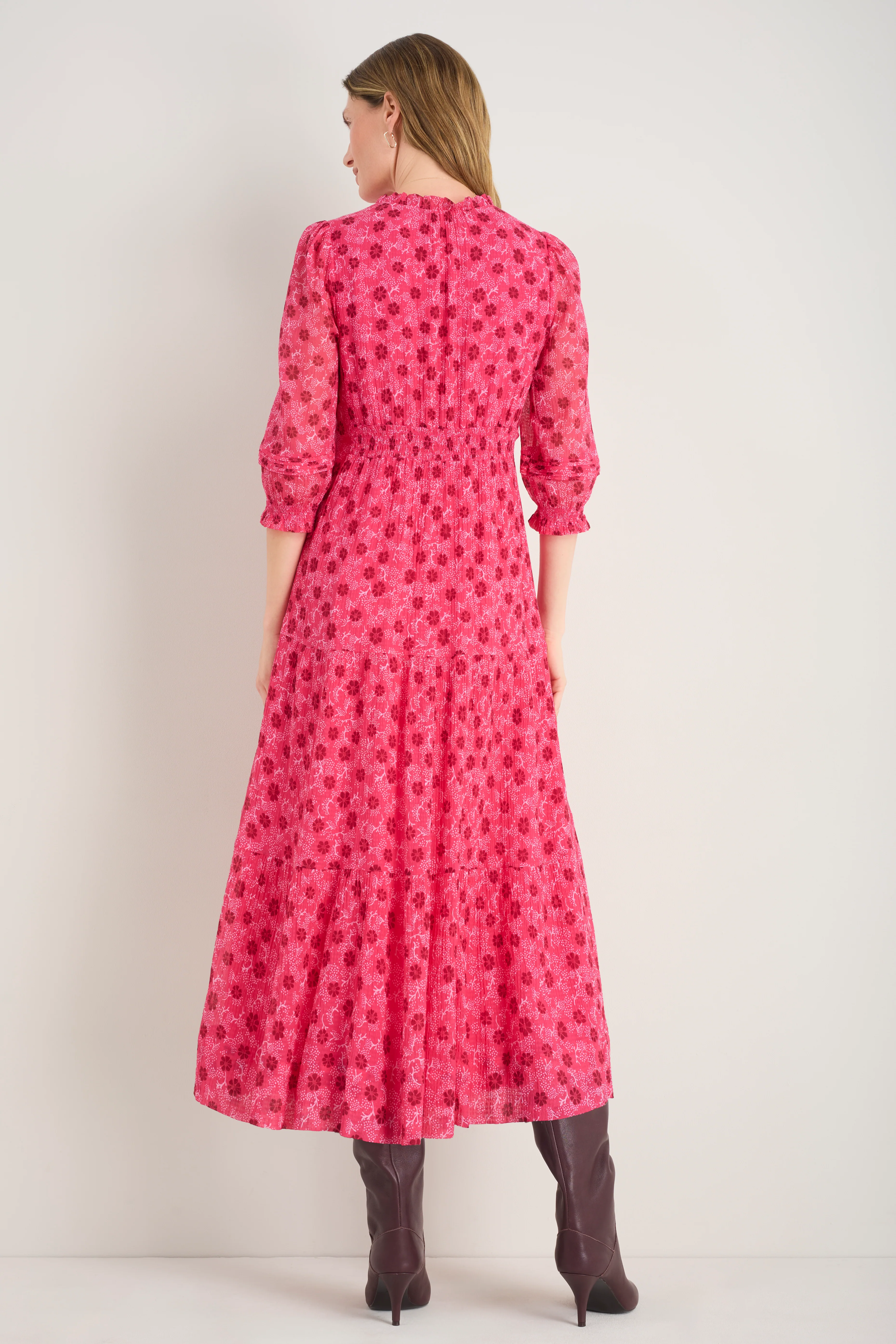 Grace Silk Blend Dress - Raspberry Wandering Daisy - Image 4