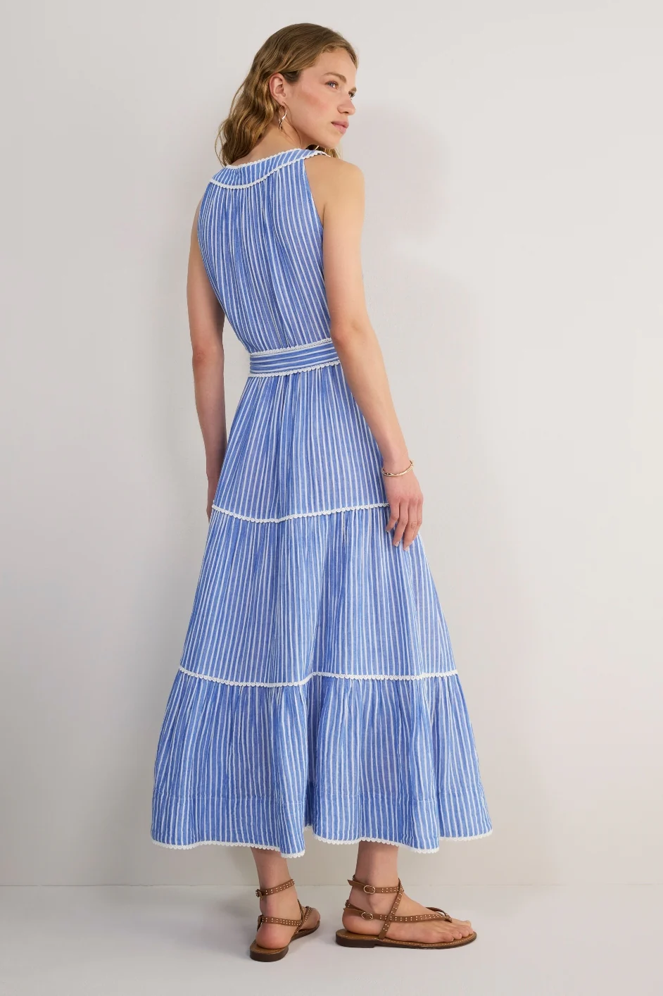Hallie Halterneck Dress - Riviera Blue/White Stripe - Image 5