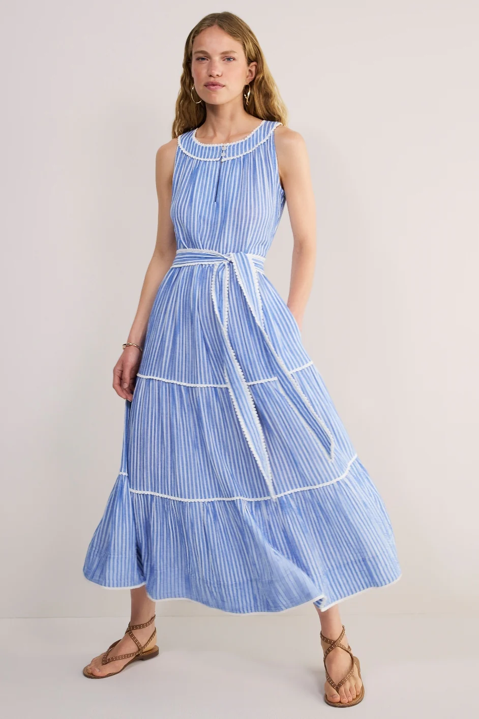 Hallie Halterneck Dress - Riviera Blue/White Stripe - Image 7
