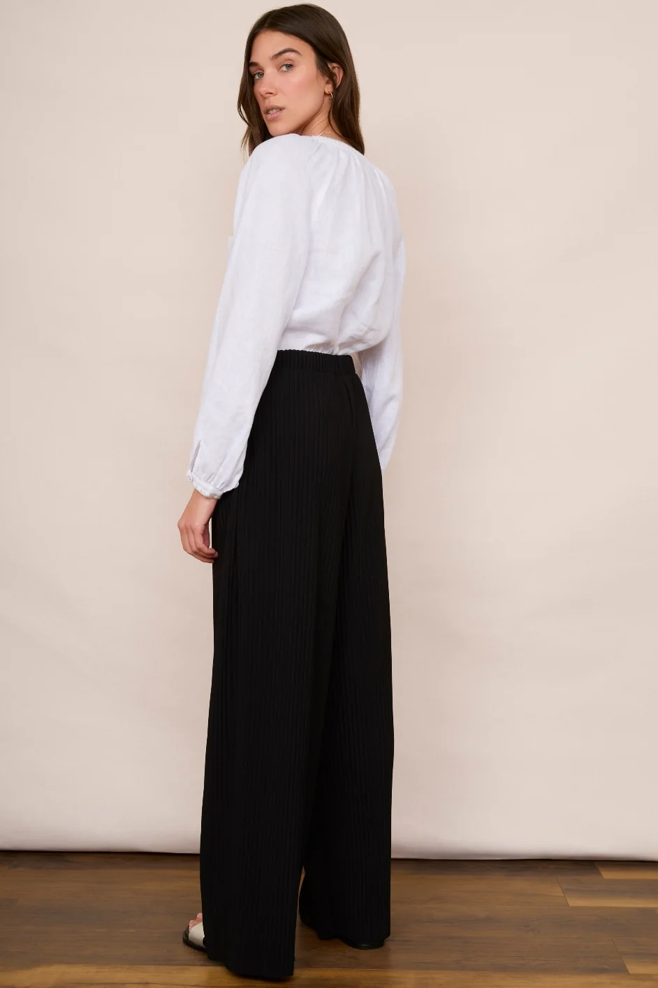 Ingrid Plisse Trouser - Black - Image 2