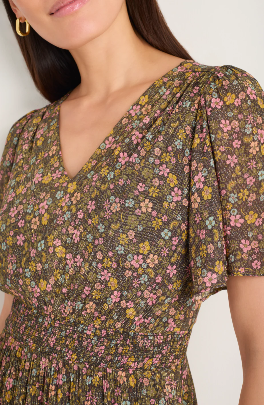 Iona Lame Dress - Retro Floral - Image 2