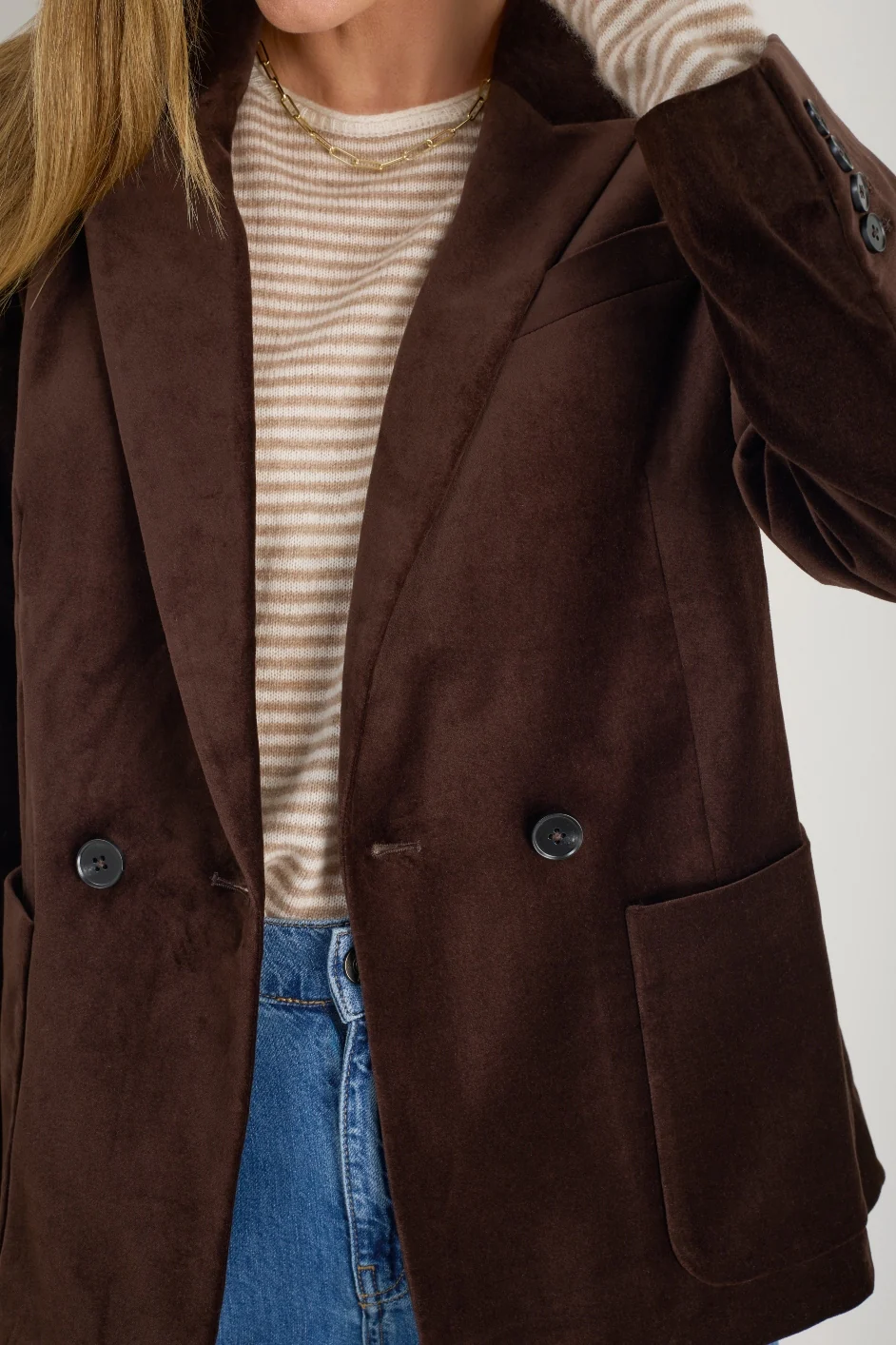 Iris Cotton Velvet Blazer - Cocoa - Image 2