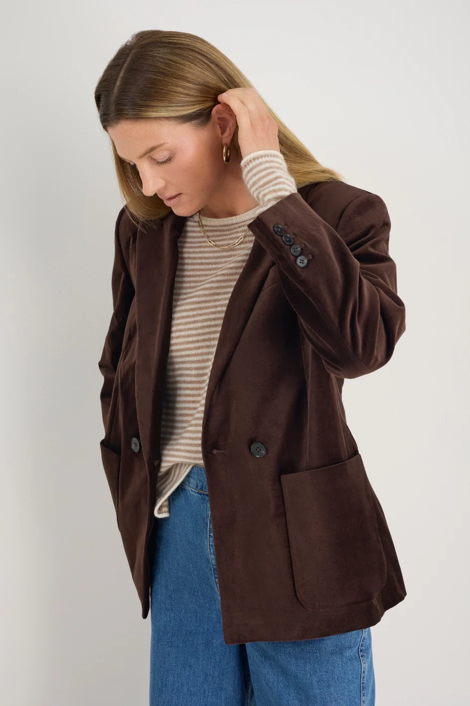 Iris Cotton Velvet Blazer - Cocoa - Image 5